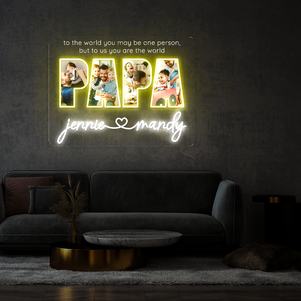 Personalized Papa Photo Frame Artwork Neon Sign