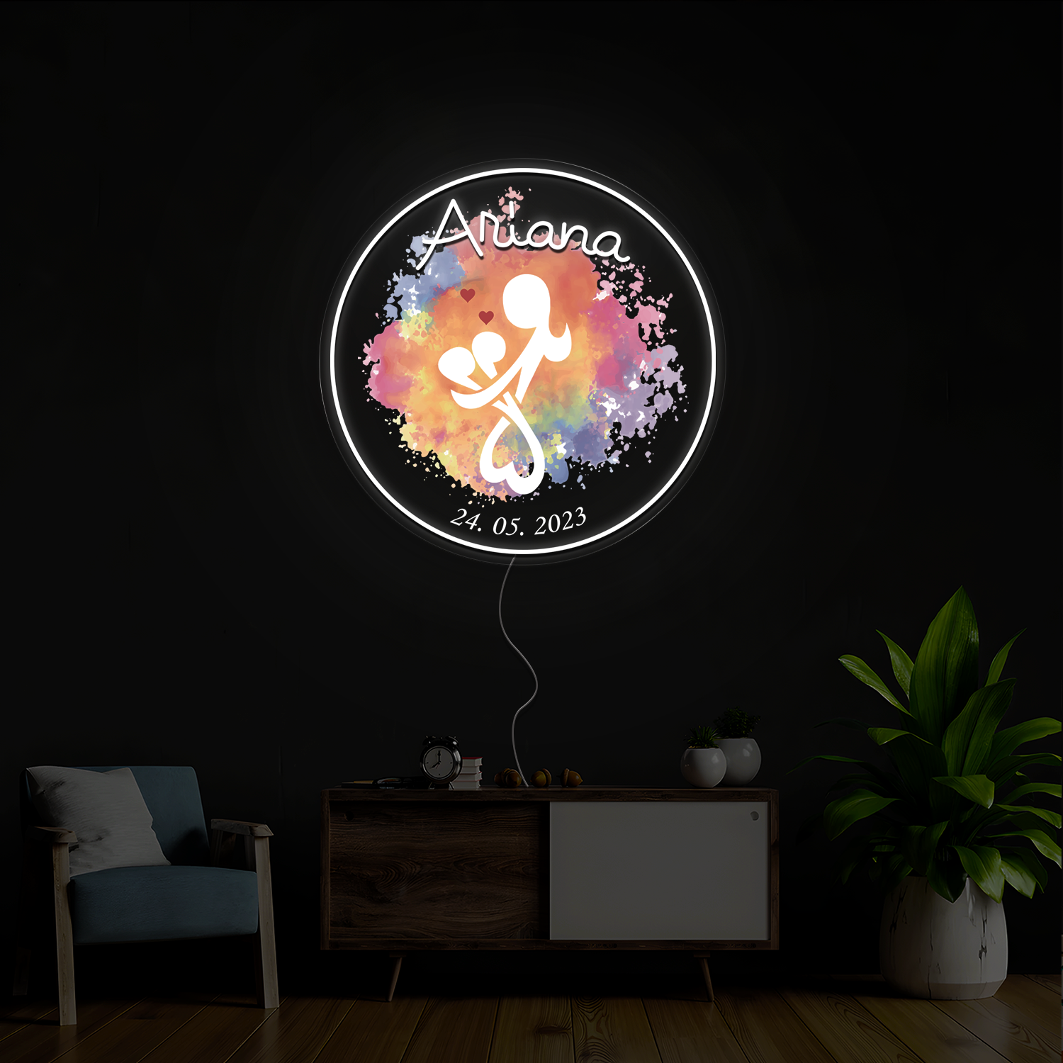 Personalized Happy Mother's Day Artwork Neon Sign