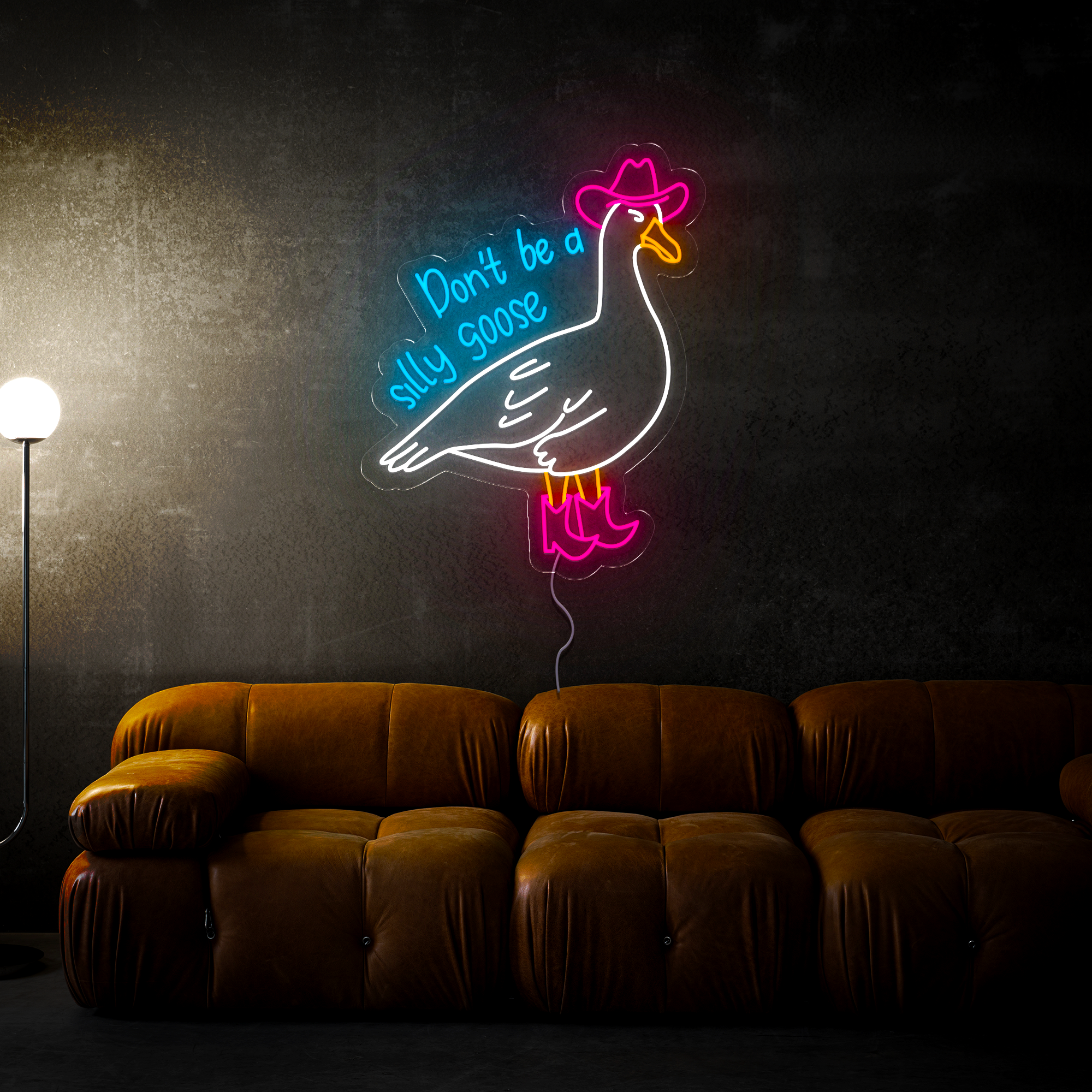 Cowboy Don't Be A Silly Goose Neon Sign