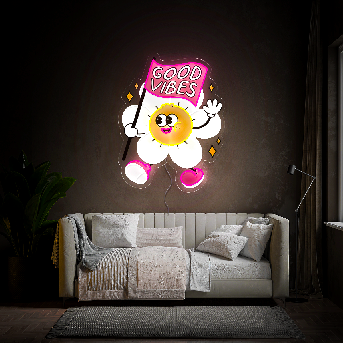 Cool Vibes Flower Artwork Neon Sign