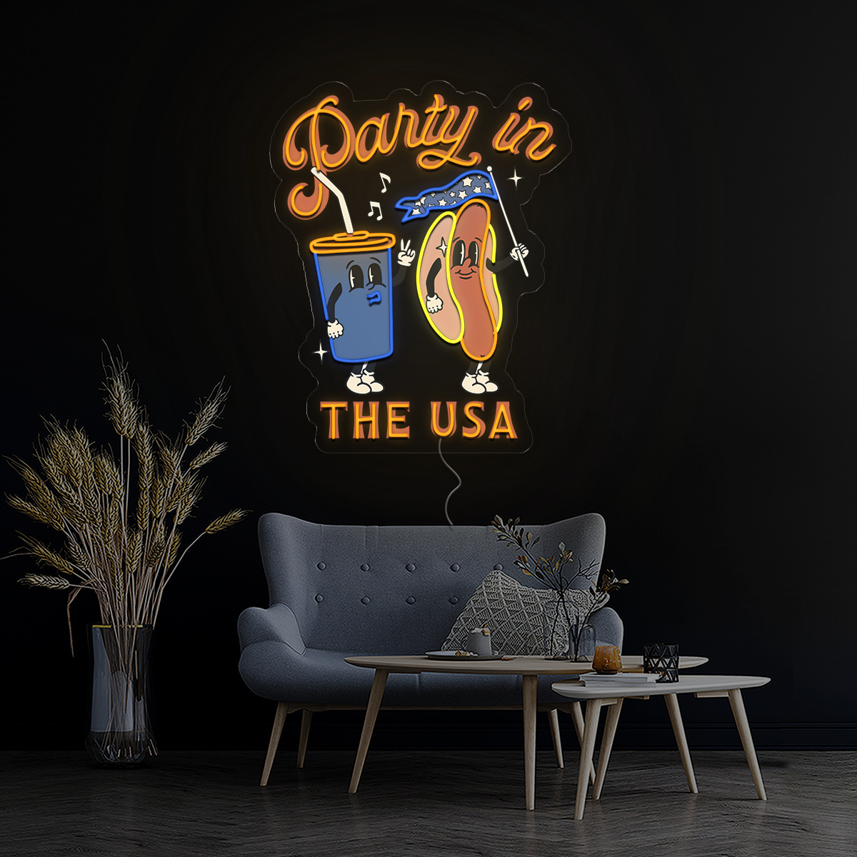 4th of July Party In The USA Artwork Neon Sign