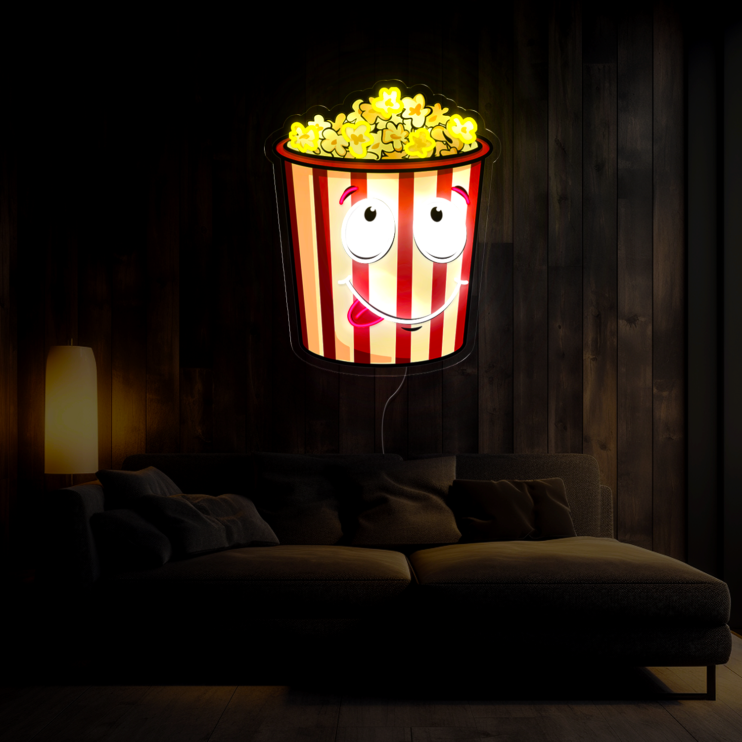 Funny Popcorn Artwork Neon Sign