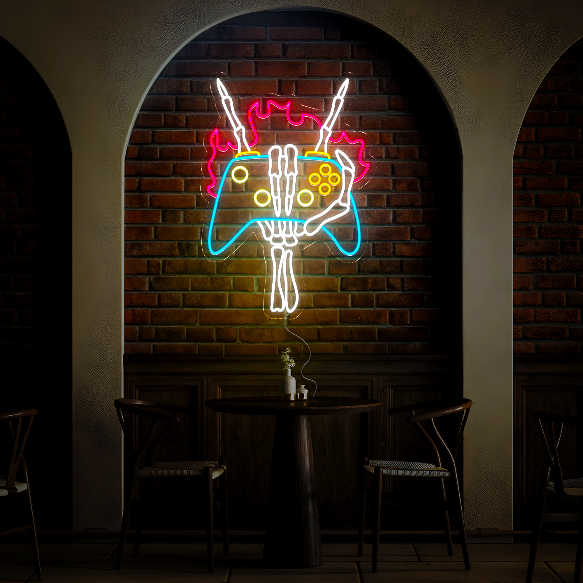 Skull Hand Gamers Neon Sign