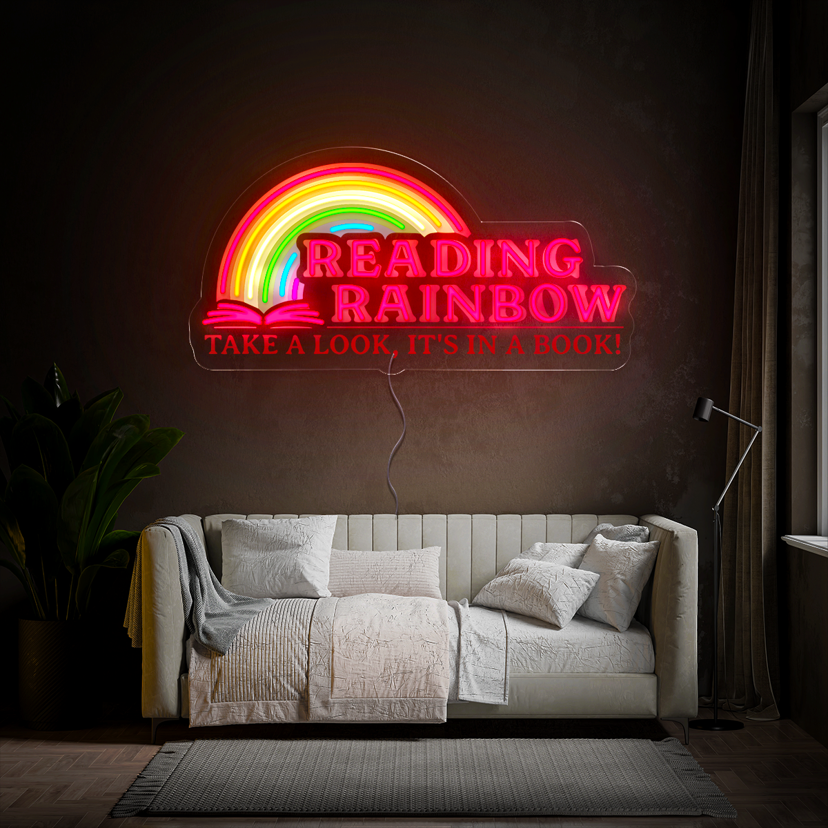 Reading Rainbow Take A Look It’s In A Book Neon Sign