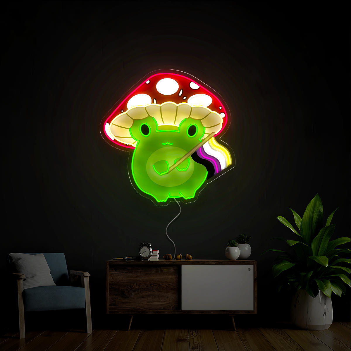 Mushroom Frog Artwork Neon Sign