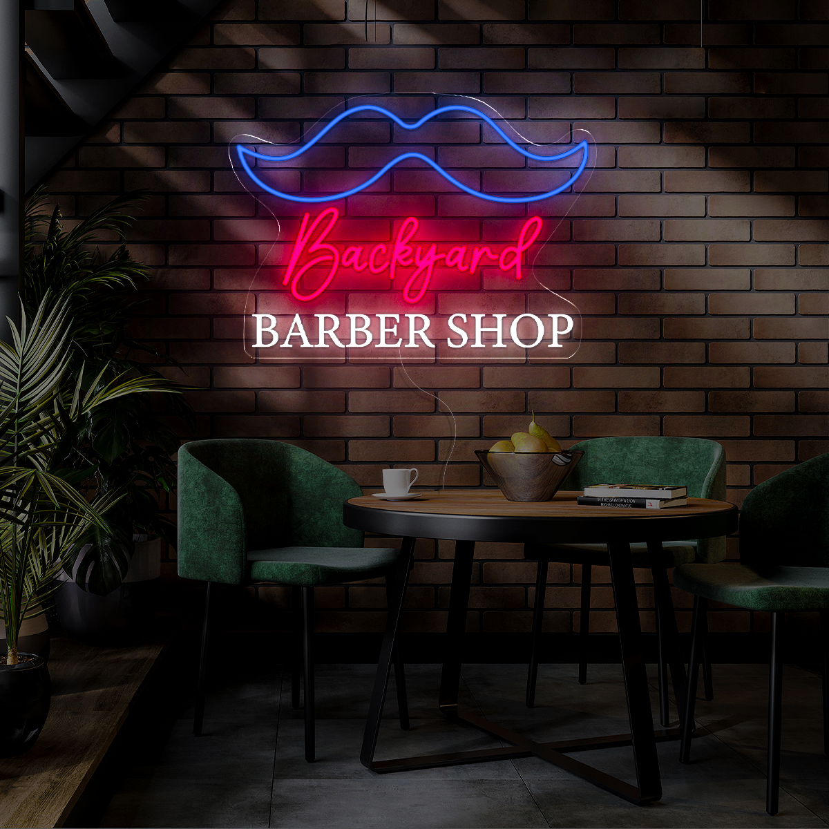 Personalized Moustache barber shop Led Neon Sign