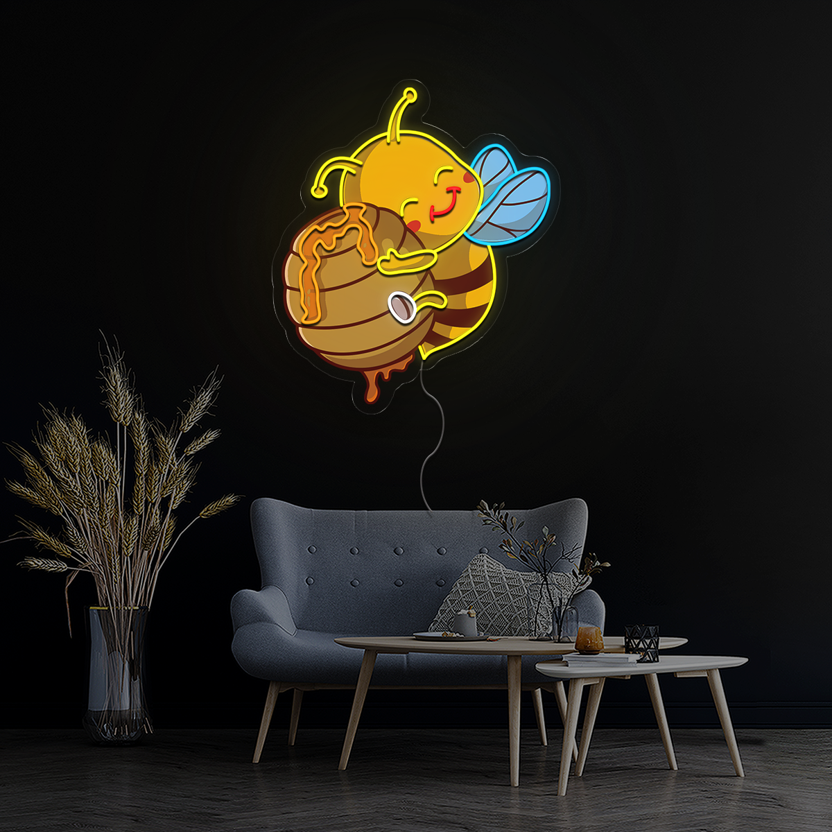 Cute Honey Bee Artwork Neon Sign