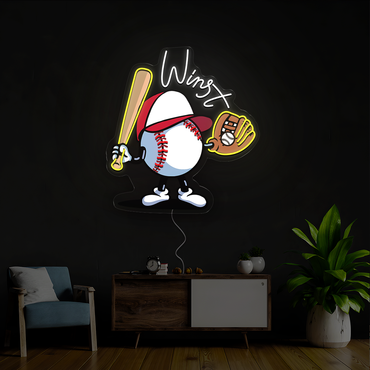 Personalized Baseball Player's Name Artwork Neon Sign