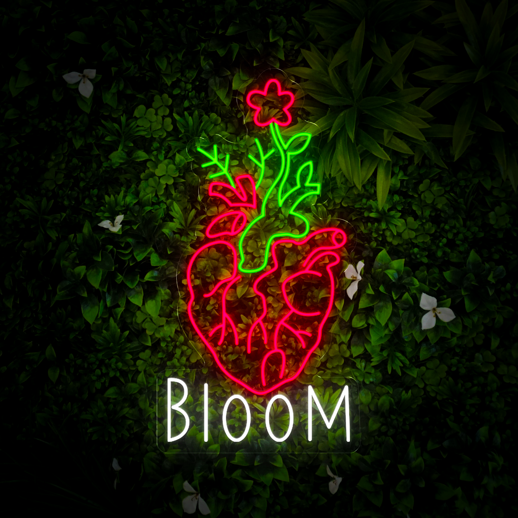 Bloom Heart Noen Sign
