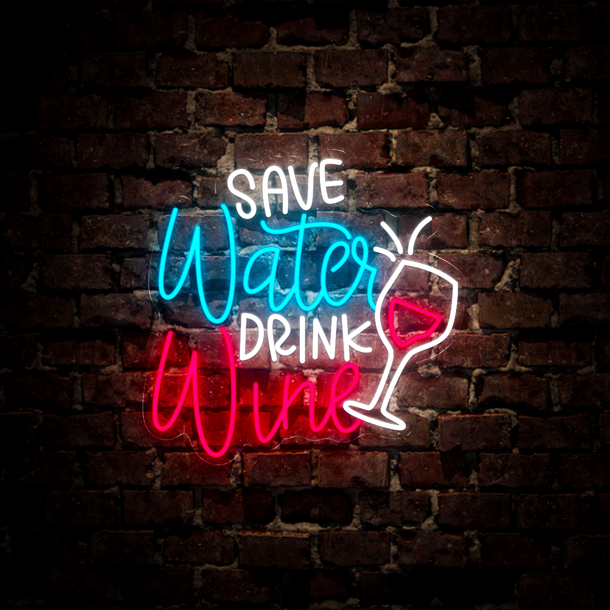 Save Water Drink Wine Neon Sign