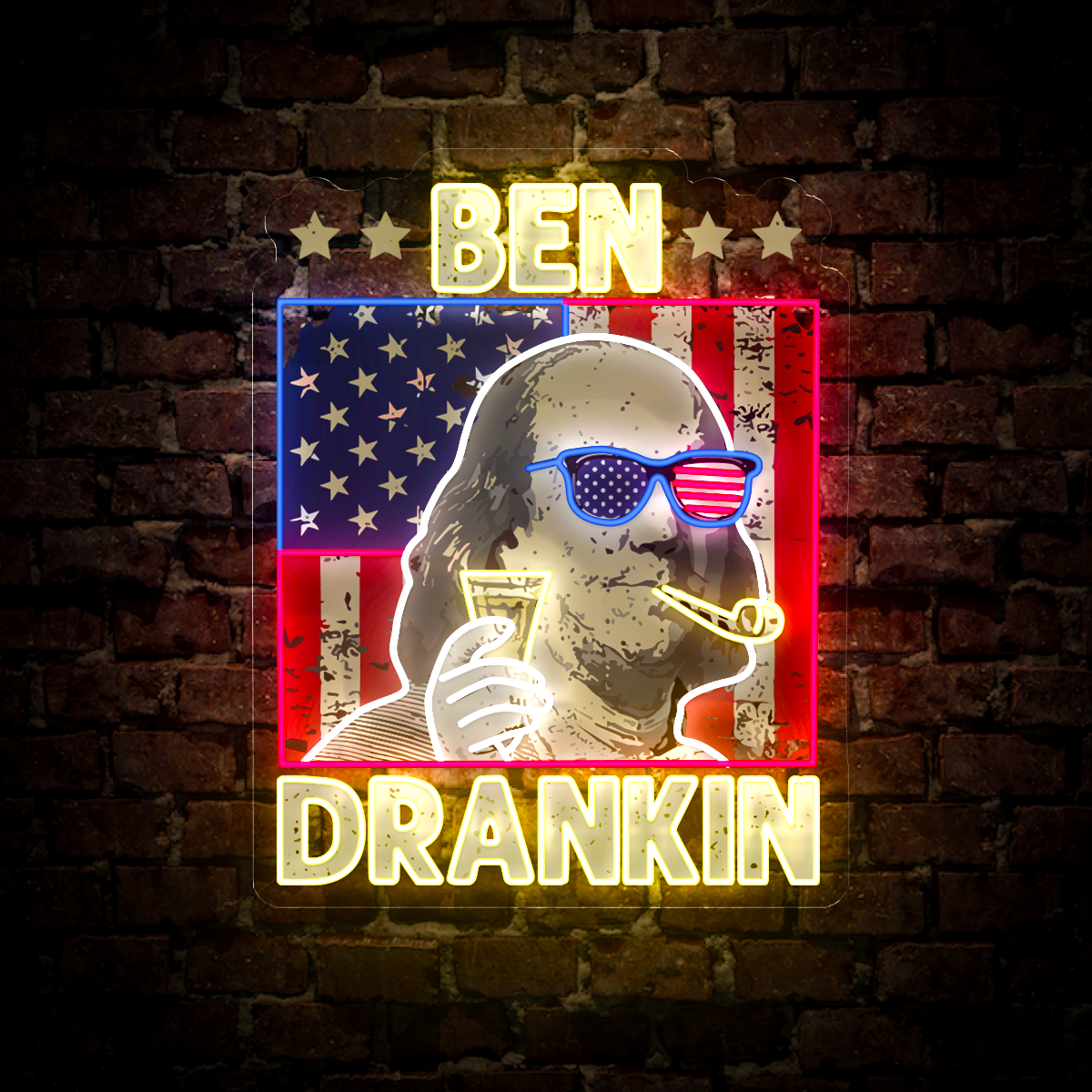 Ben Drankin 4th Of July Artwork Neon Sign