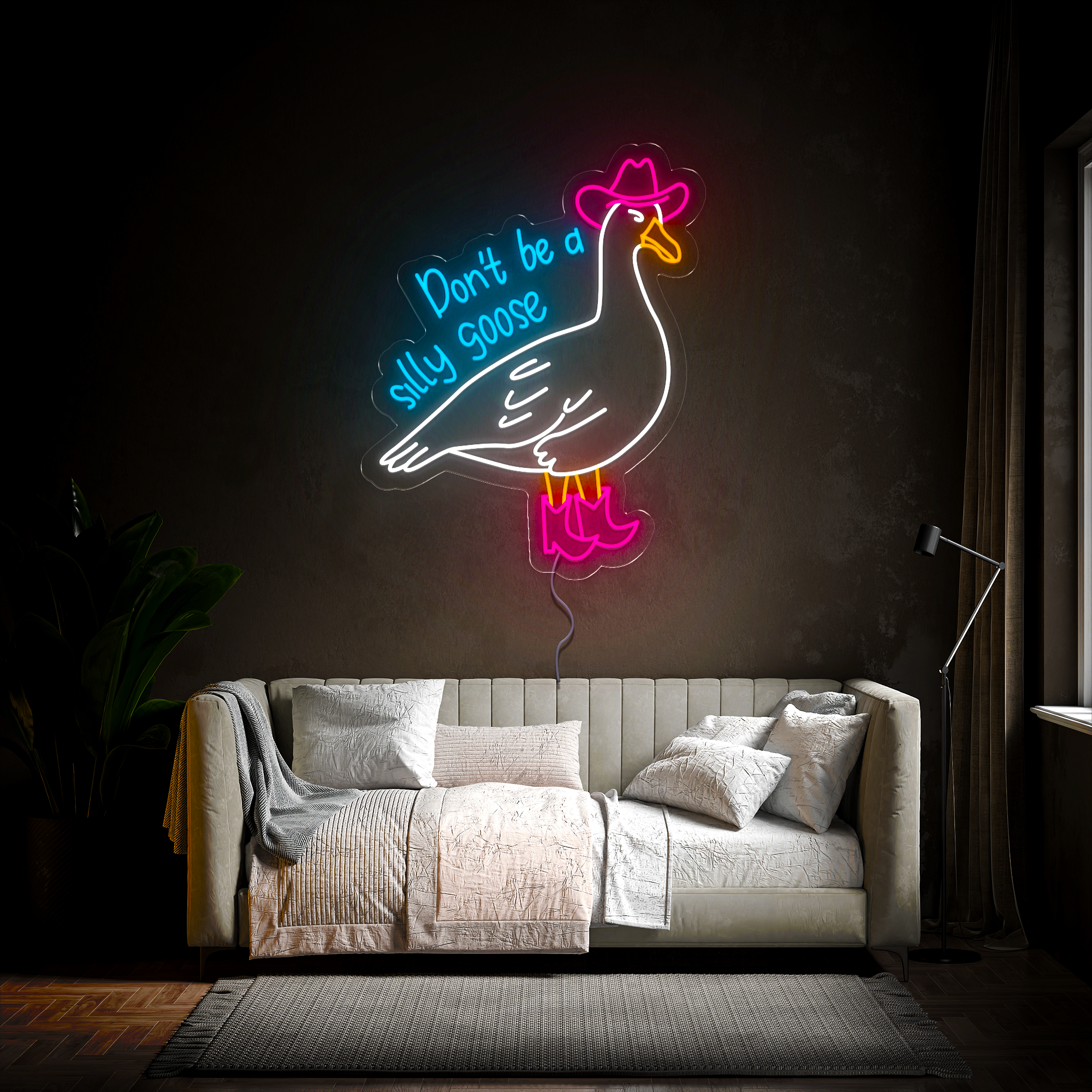 Cowboy Don't Be A Silly Goose Neon Sign