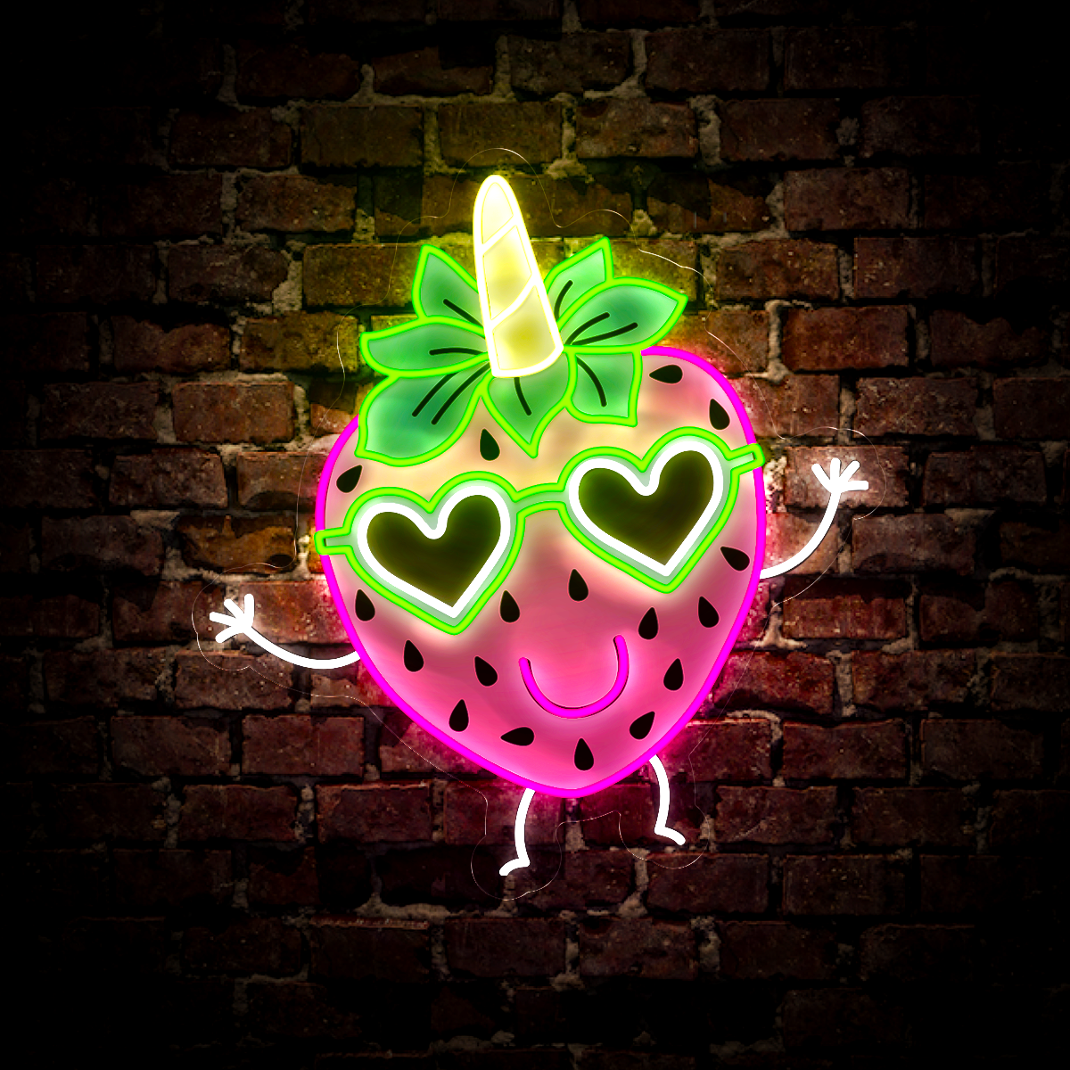 Strawberry Just Smile Artwork Neon Sign