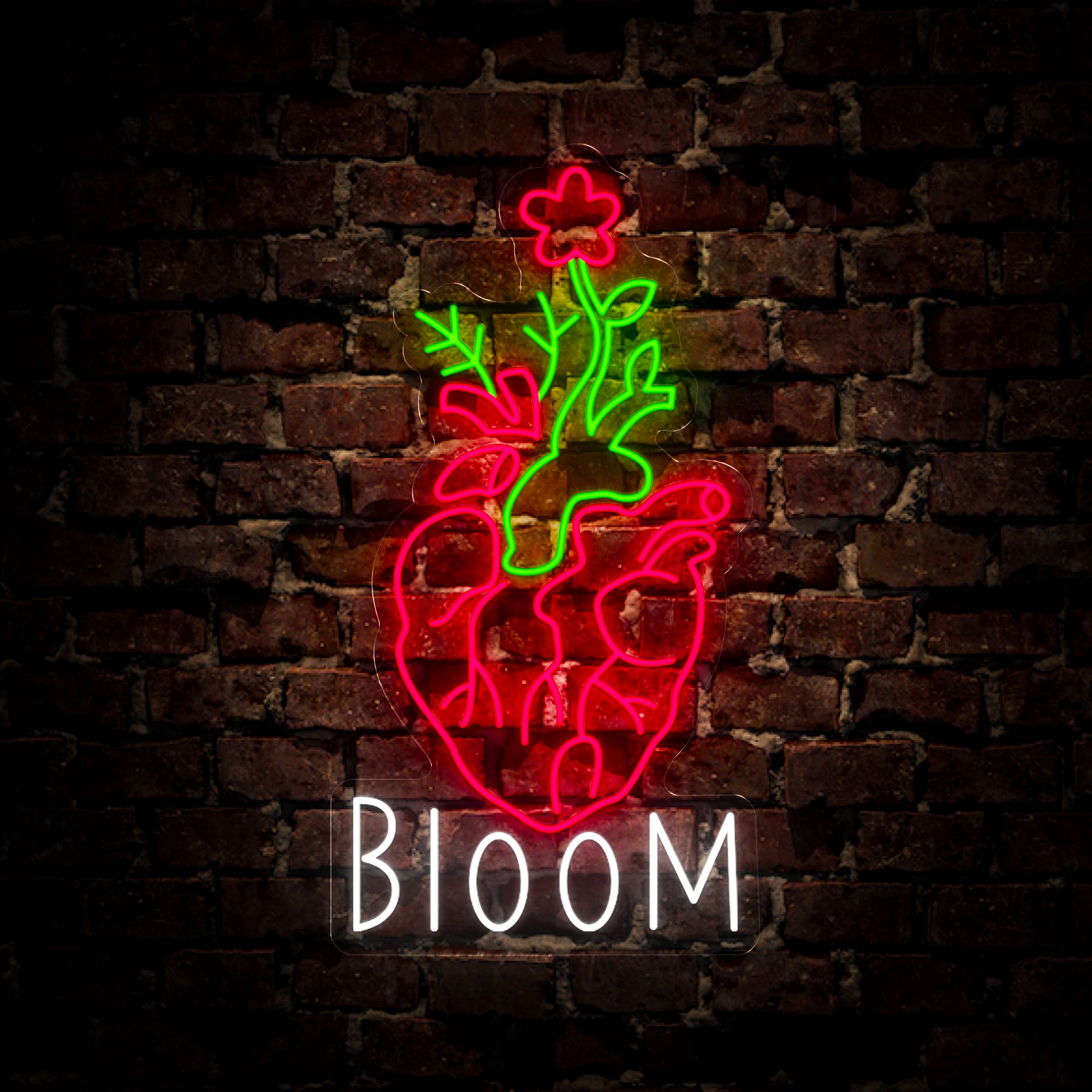 Bloom Heart Noen Sign