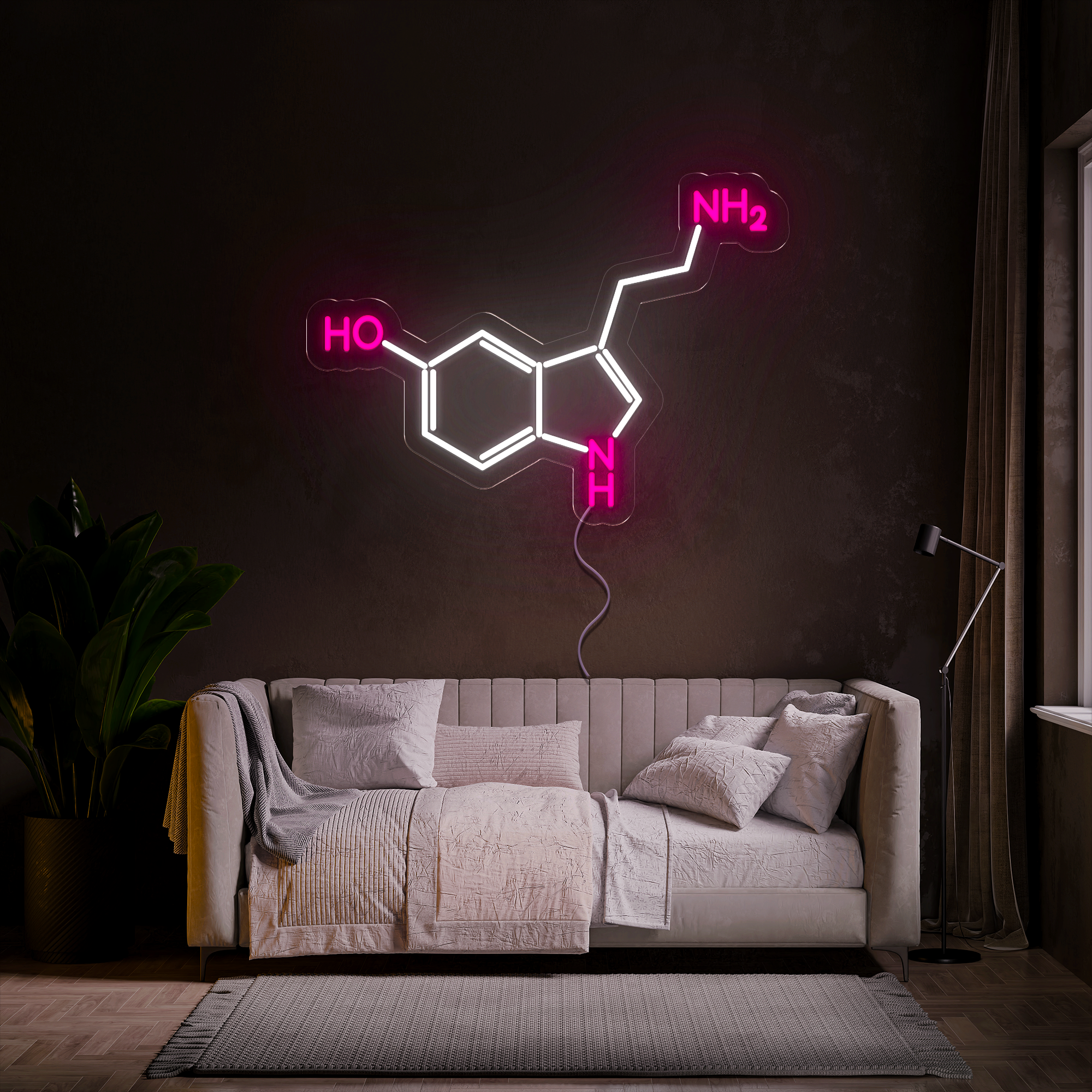 Serotonin Molecule Neon Sign