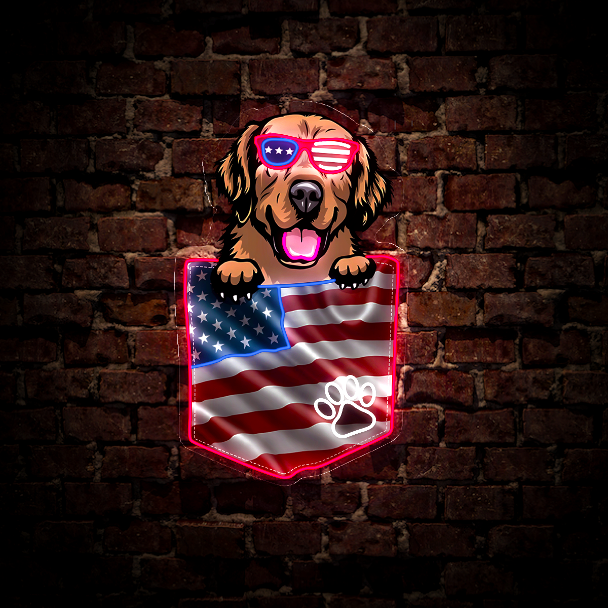 Dog America 4th Of July Artwork Neon Sign