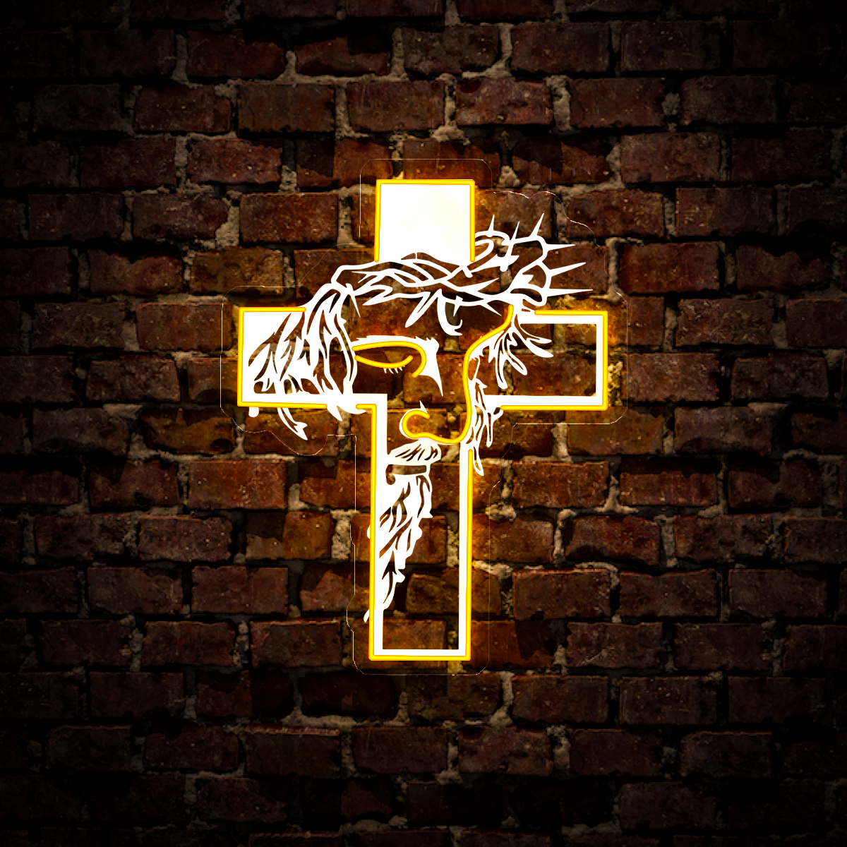 Holly Cross Jesus Artwork Neon Sign