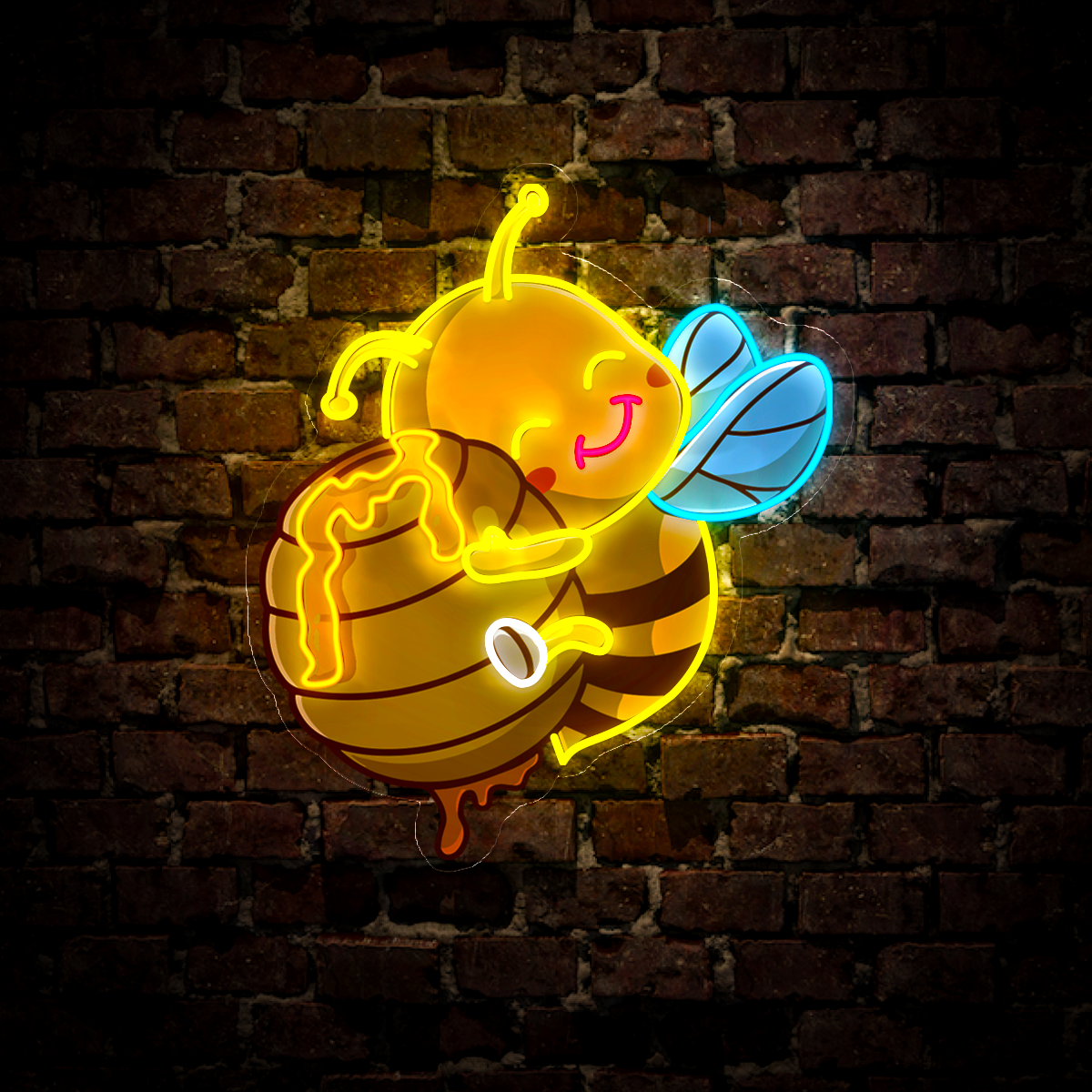 Cute Honey Bee Artwork Neon Sign