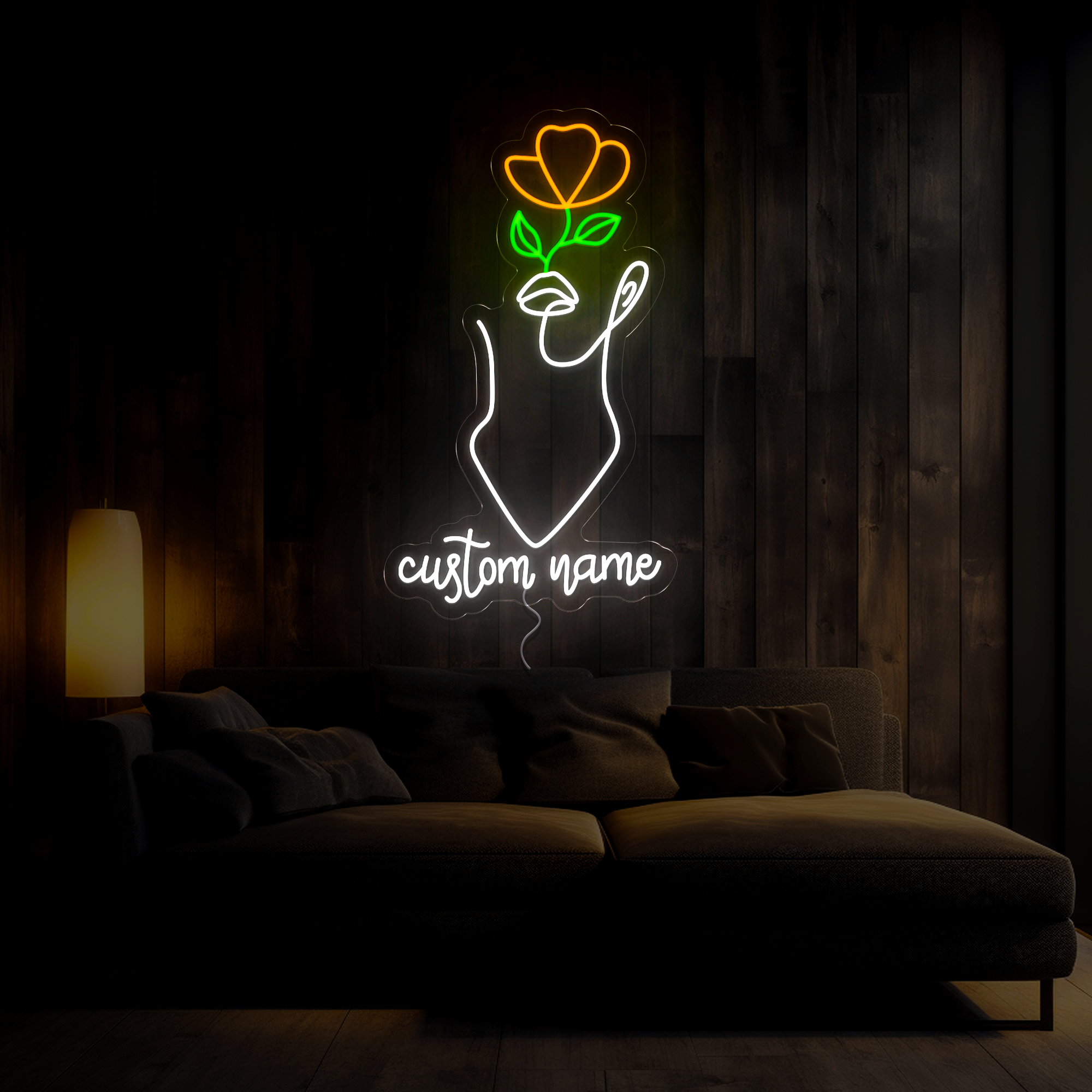 Peaceful Floral Woman Neon Sign