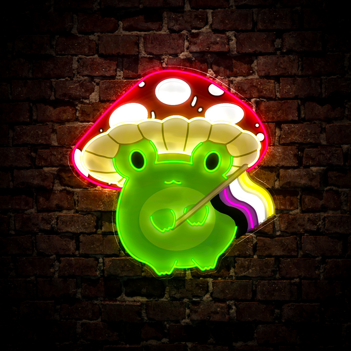 Mushroom Frog Artwork Neon Sign