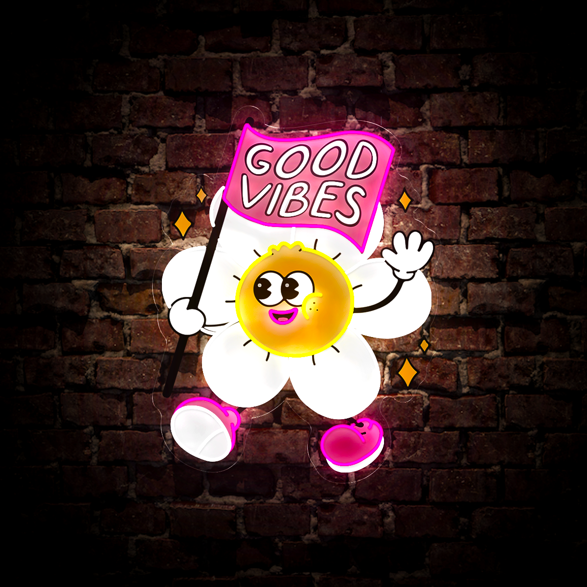 Cool Vibes Flower Artwork Neon Sign