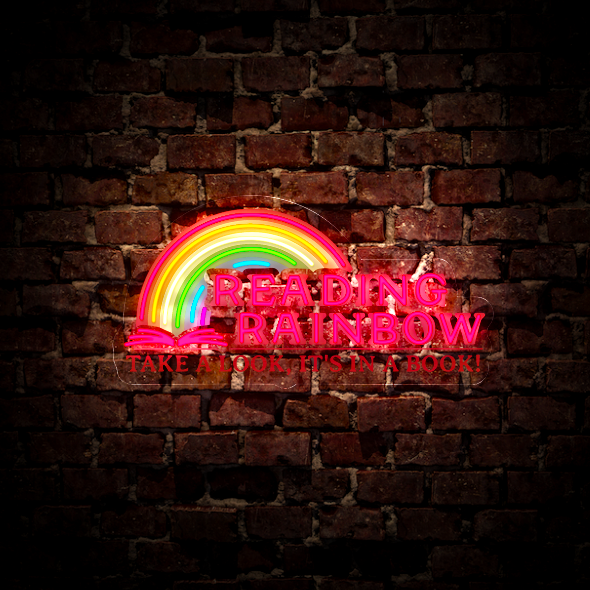 Reading Rainbow Take A Look It’s In A Book Neon Sign