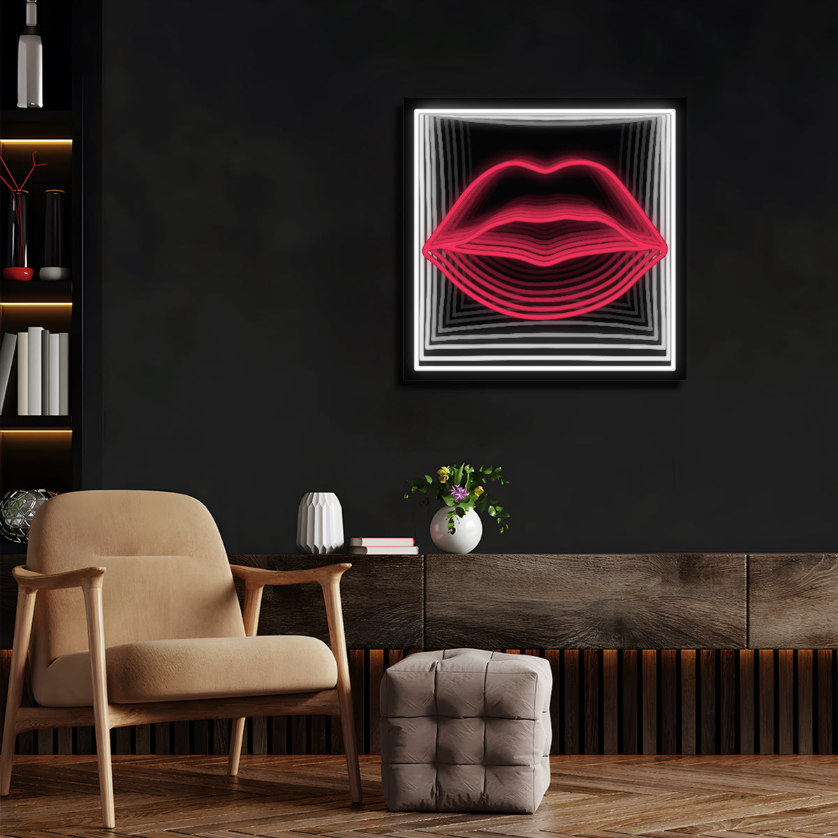 Lips Infinity Mirror Neon Sign