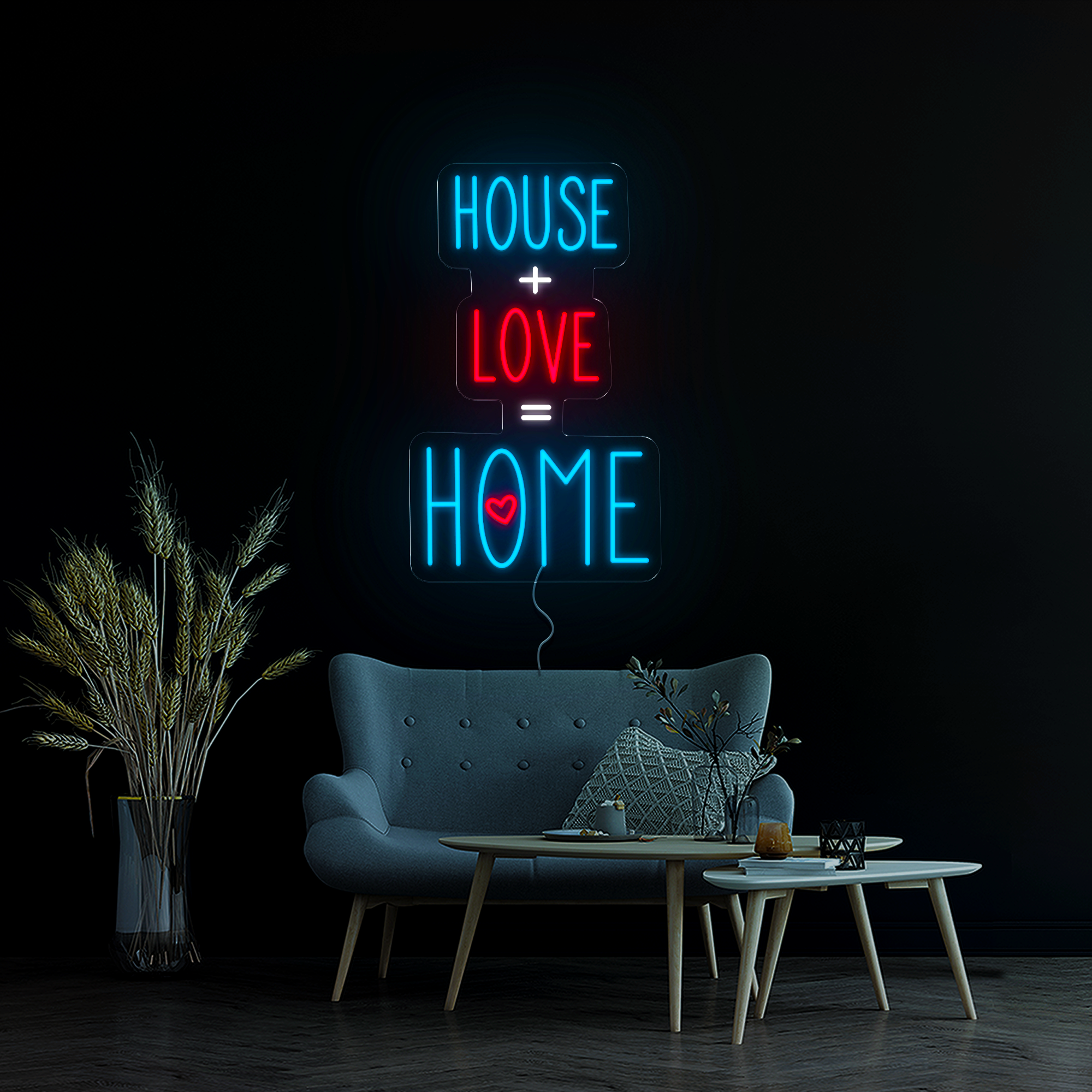 House + Love = Home Neon Sign