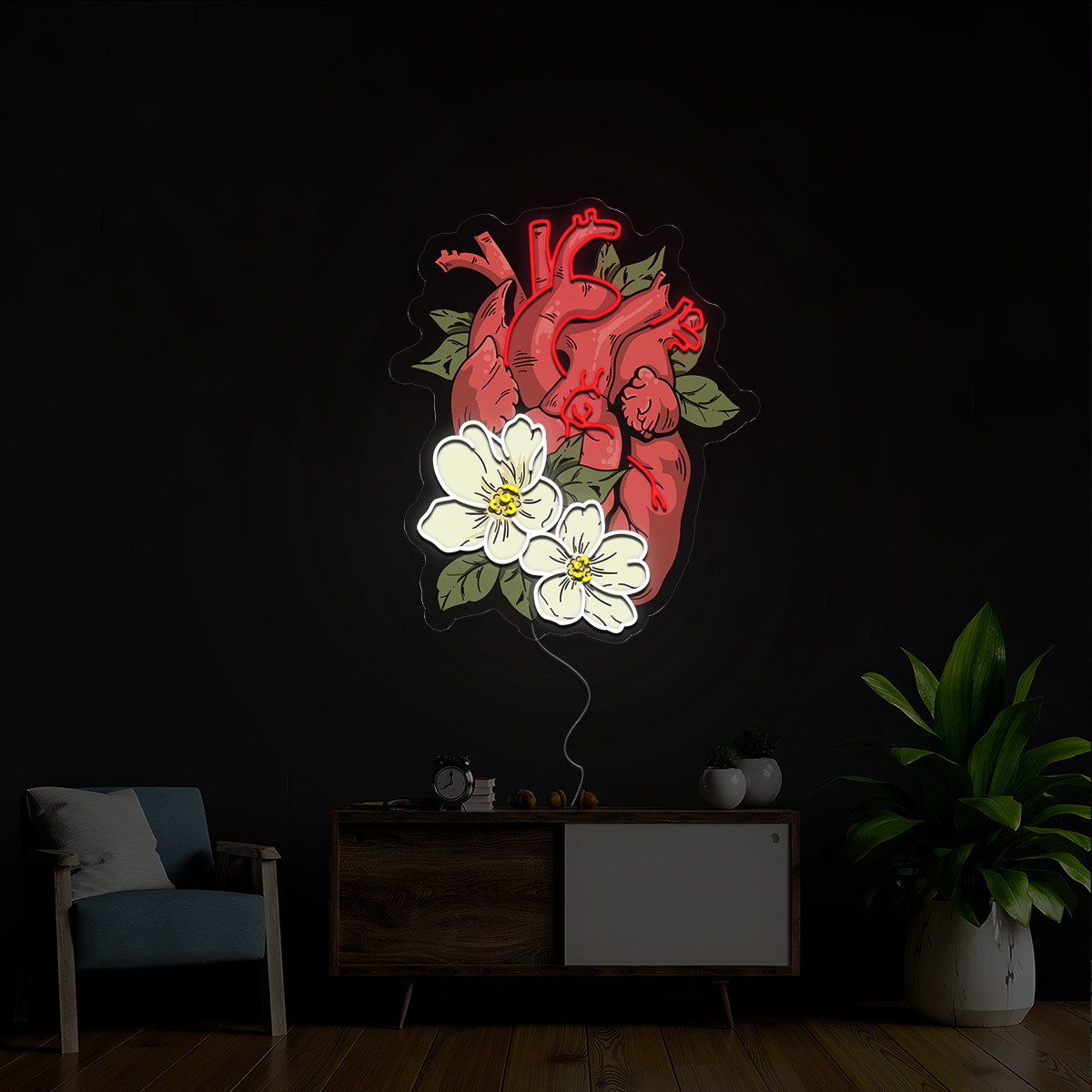 Plant Heart Artwork Neon Sign