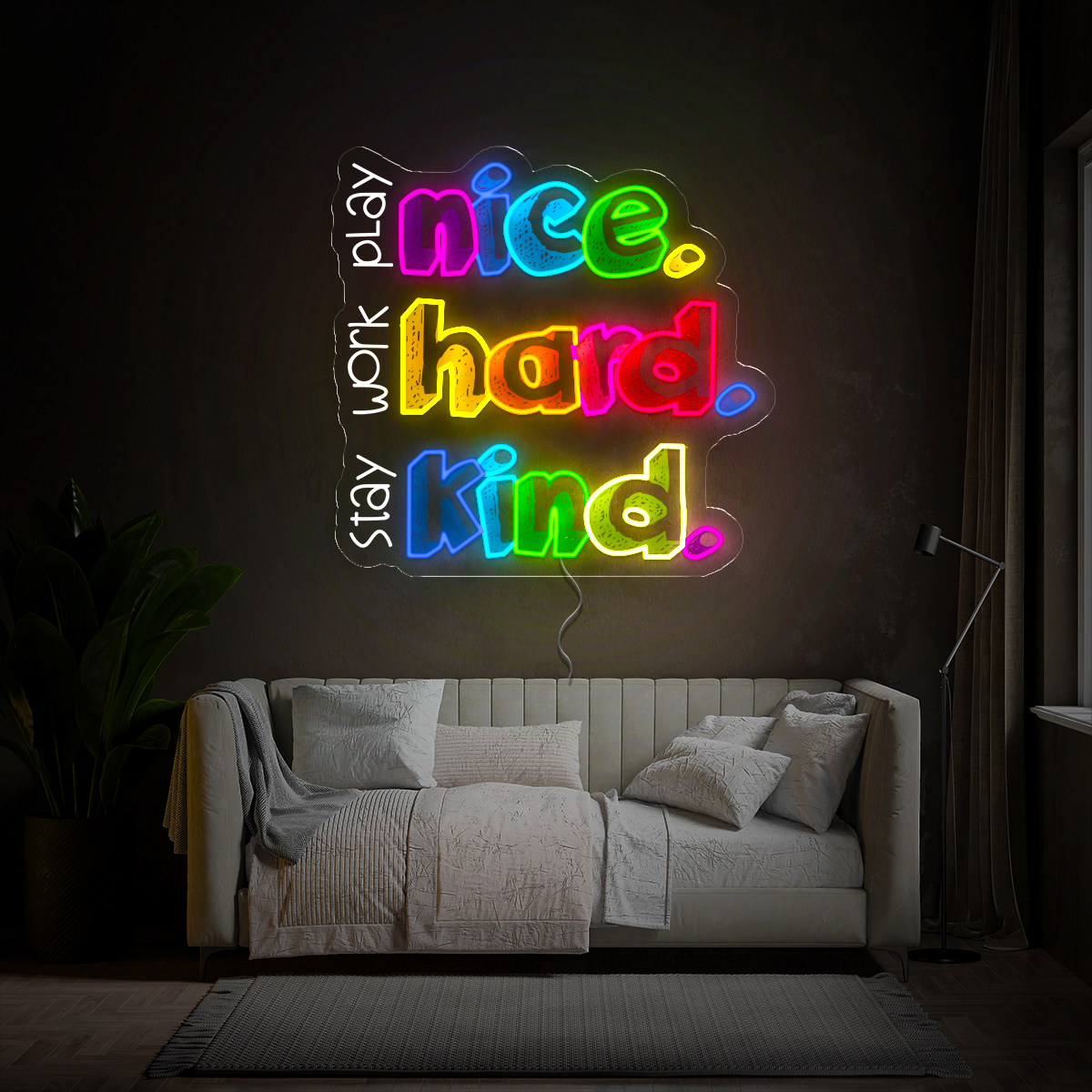 Nice Hard Kind Back To School Artwork Neon Sign