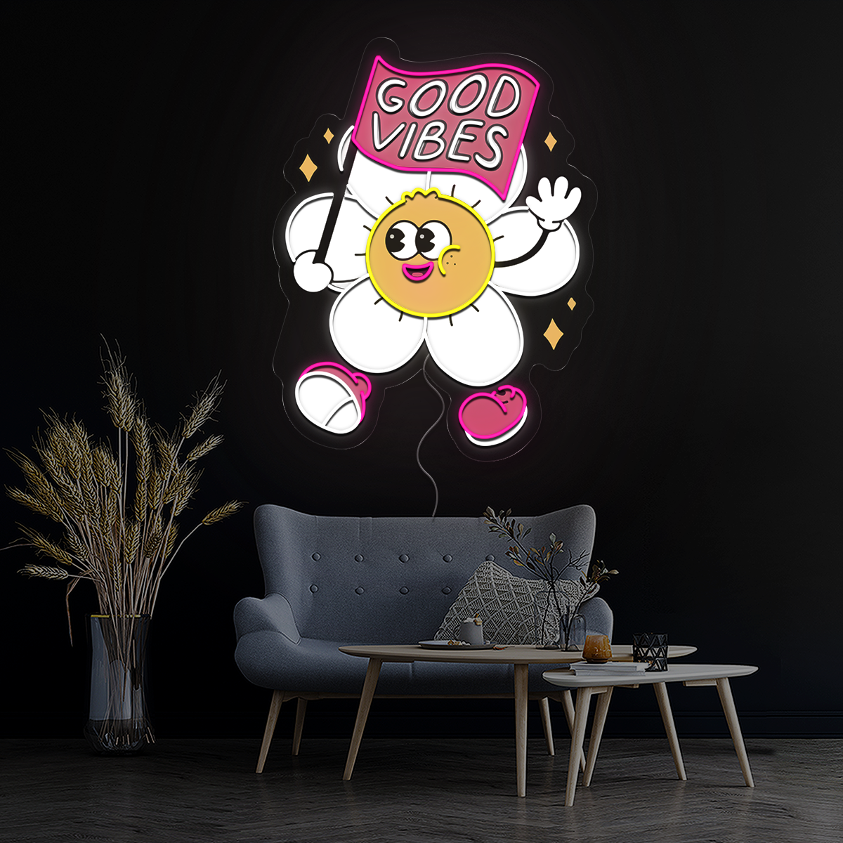 Cool Vibes Flower Artwork Neon Sign