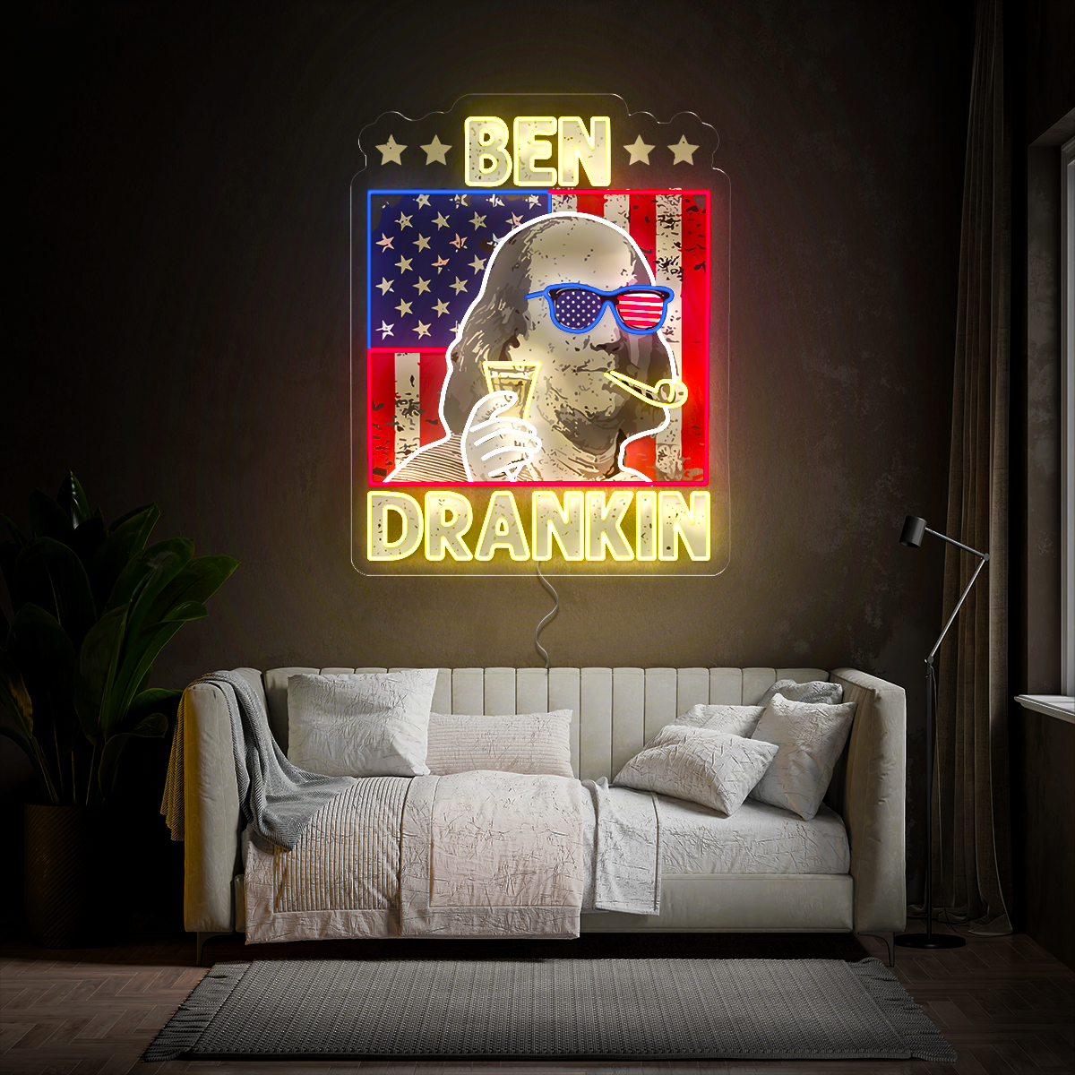 Ben Drankin 4th Of July Artwork Neon Sign