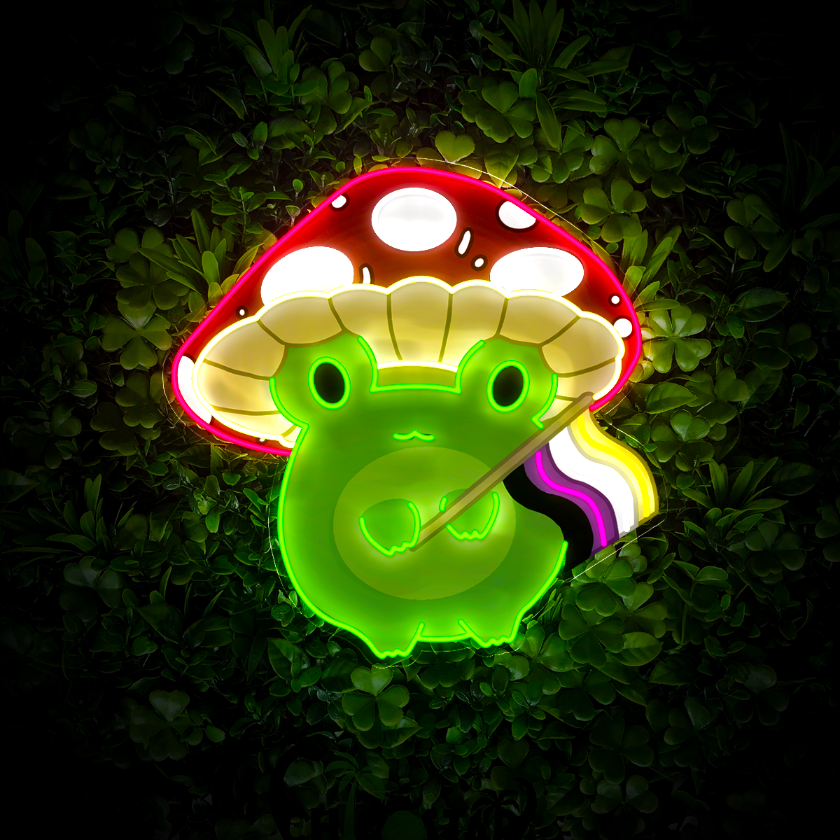 Mushroom Frog Artwork Neon Sign