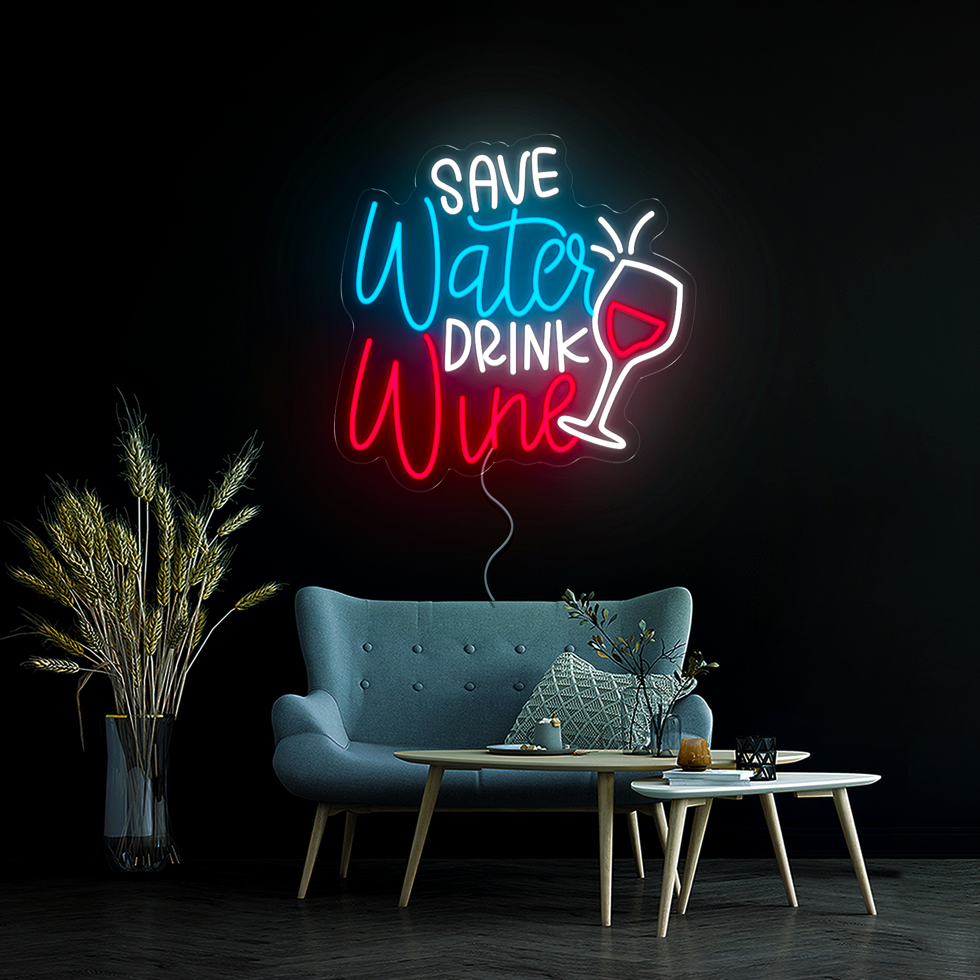 Save Water Drink Wine Neon Sign