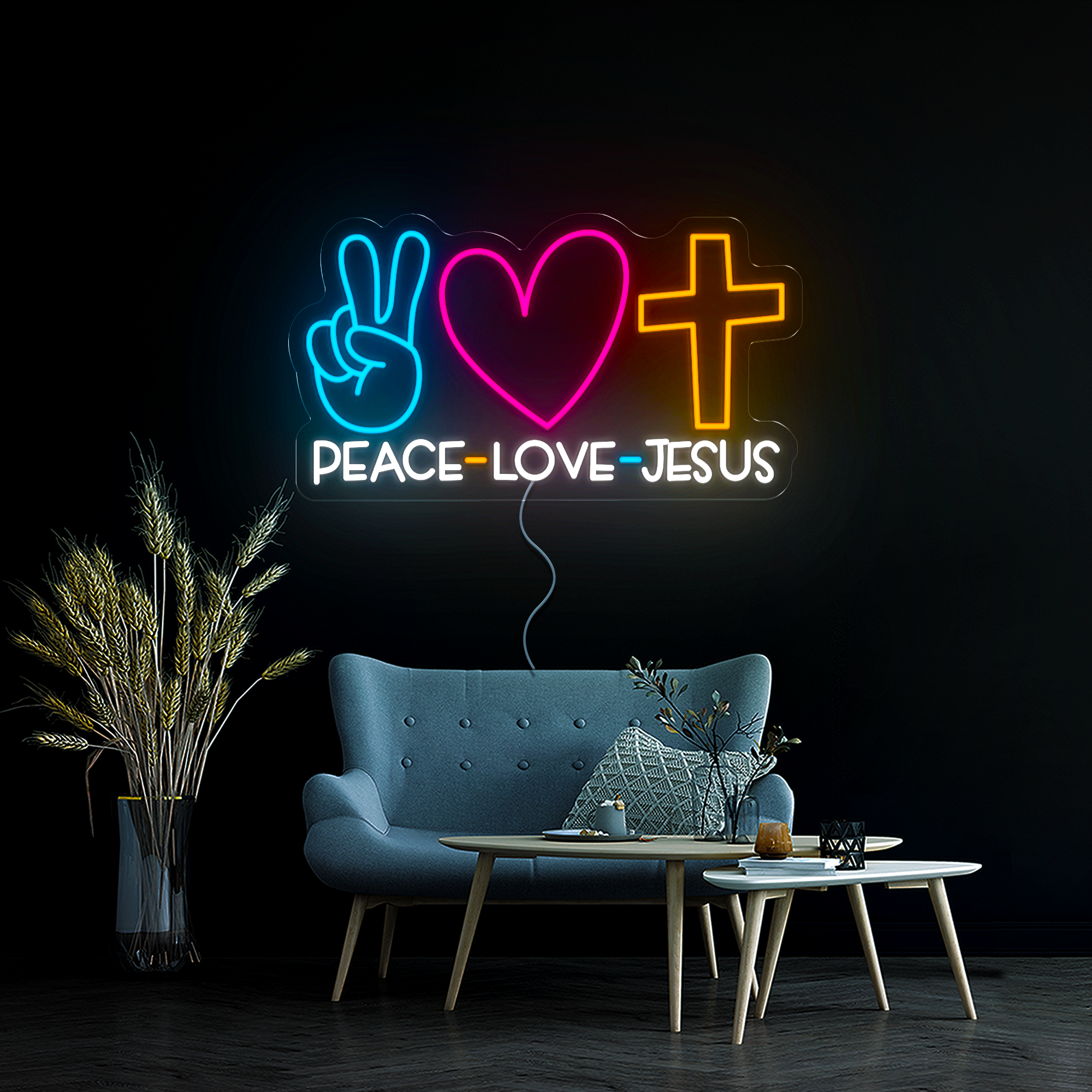 Peace Love Jesus Neon Sign