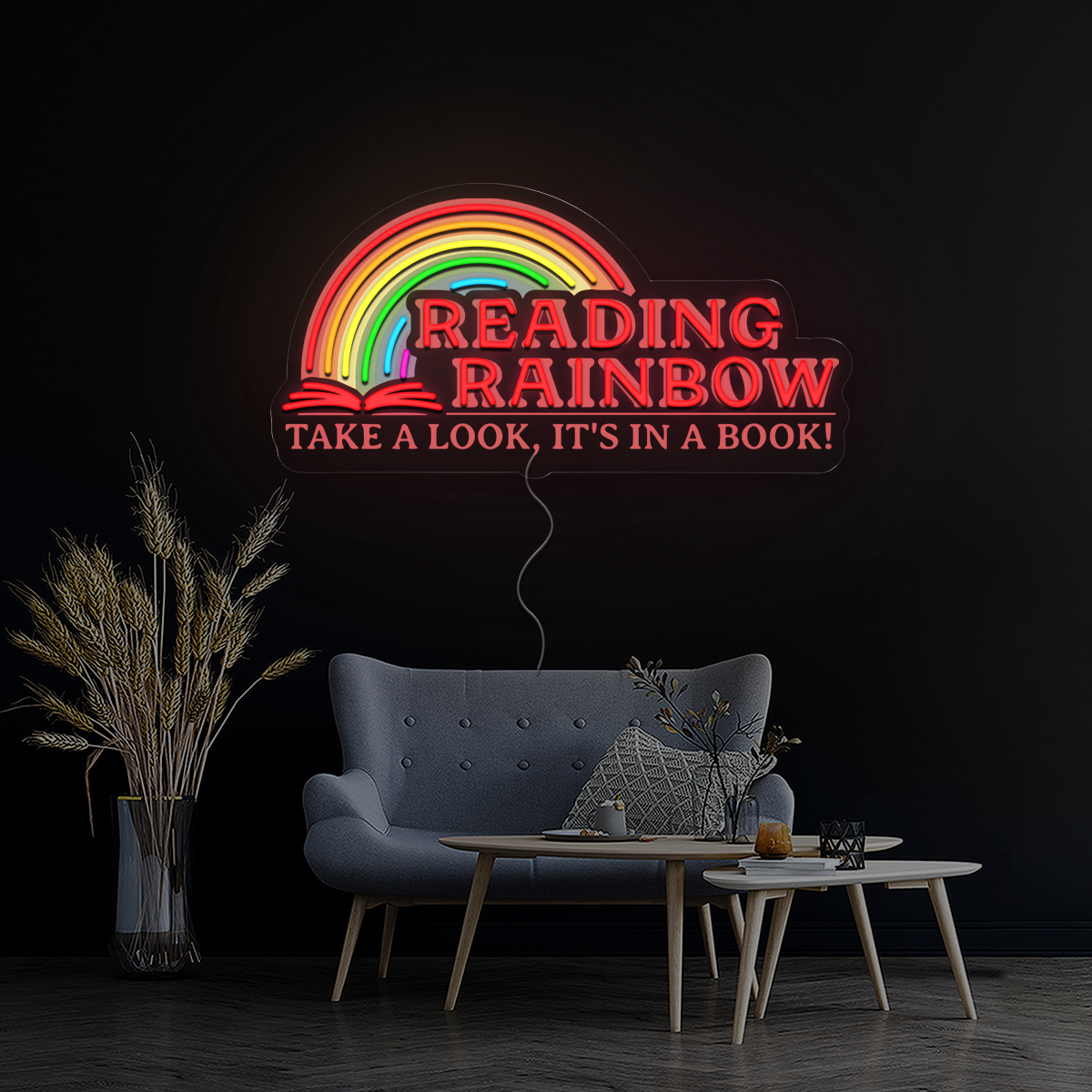 Reading Rainbow Take A Look It’s In A Book Neon Sign