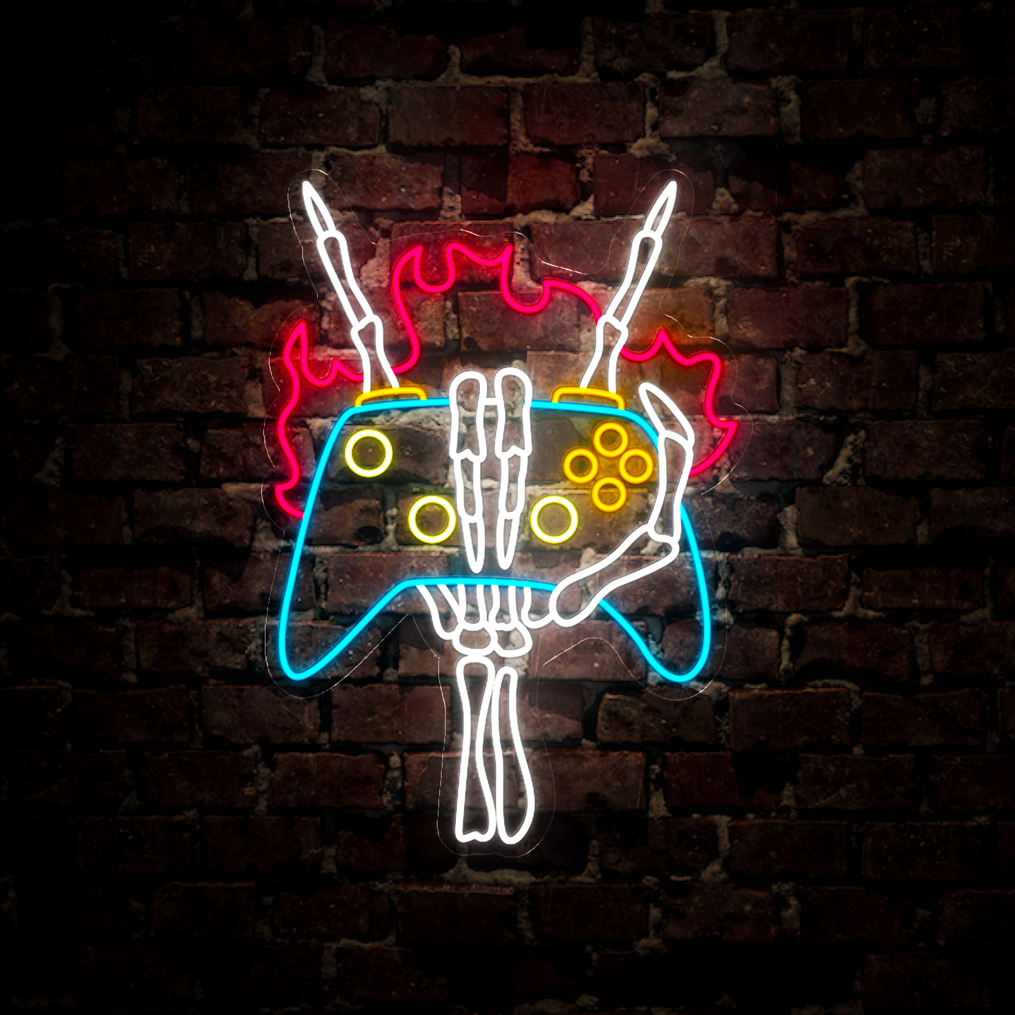 Skull Hand Gamers Neon Sign