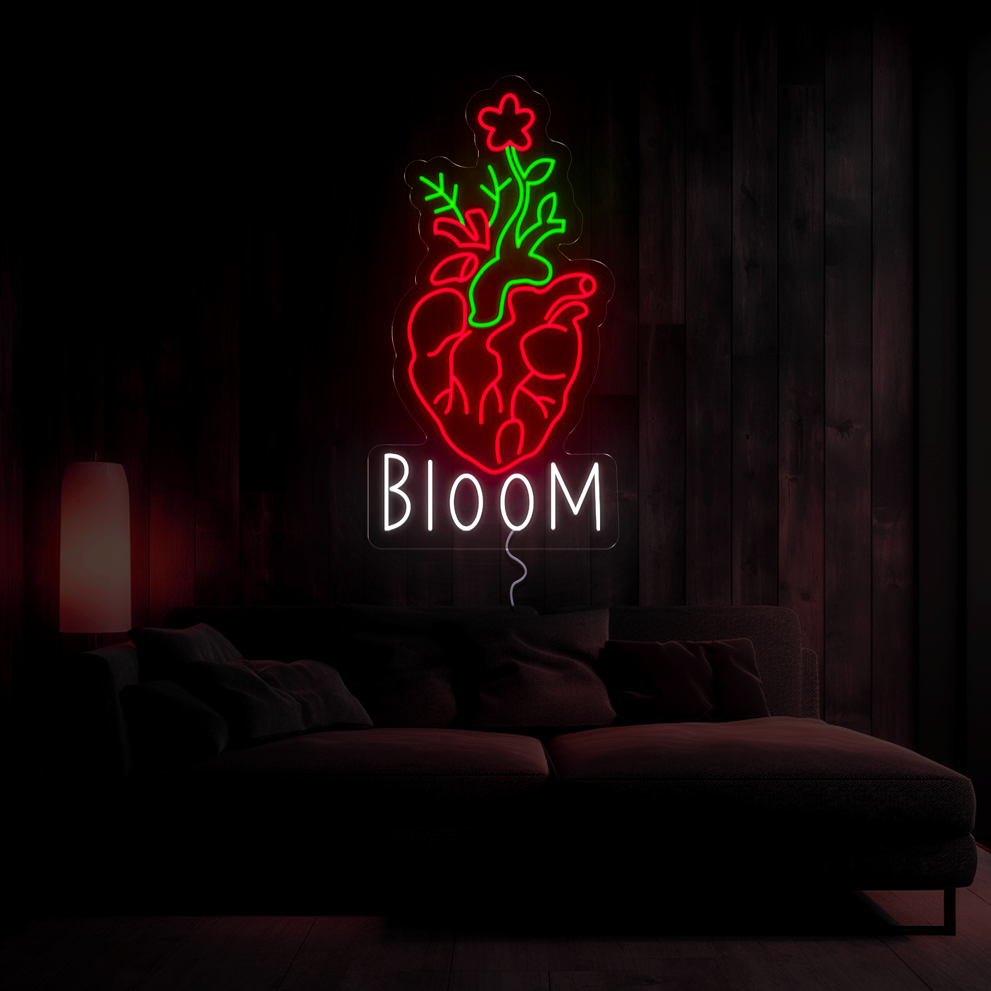Bloom Heart Noen Sign