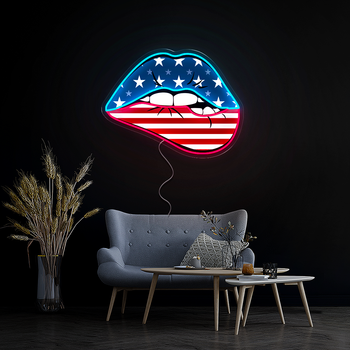 American Lips Artwork Neon Sign