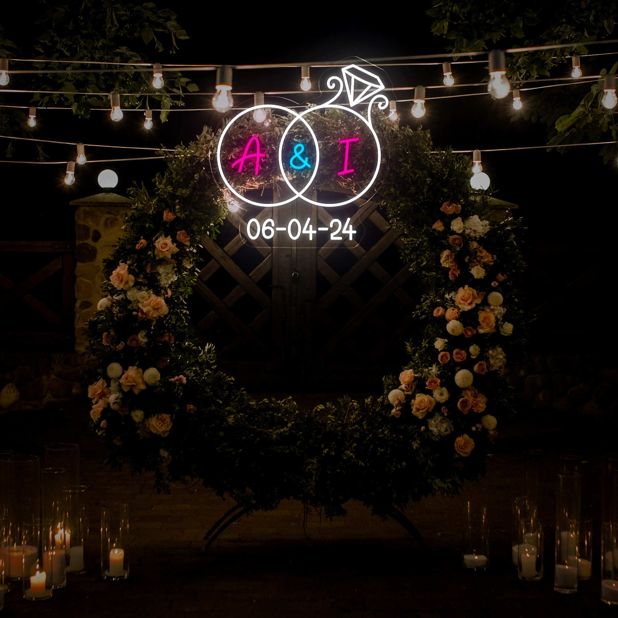 Personalized Engagement Rings Neon Sign