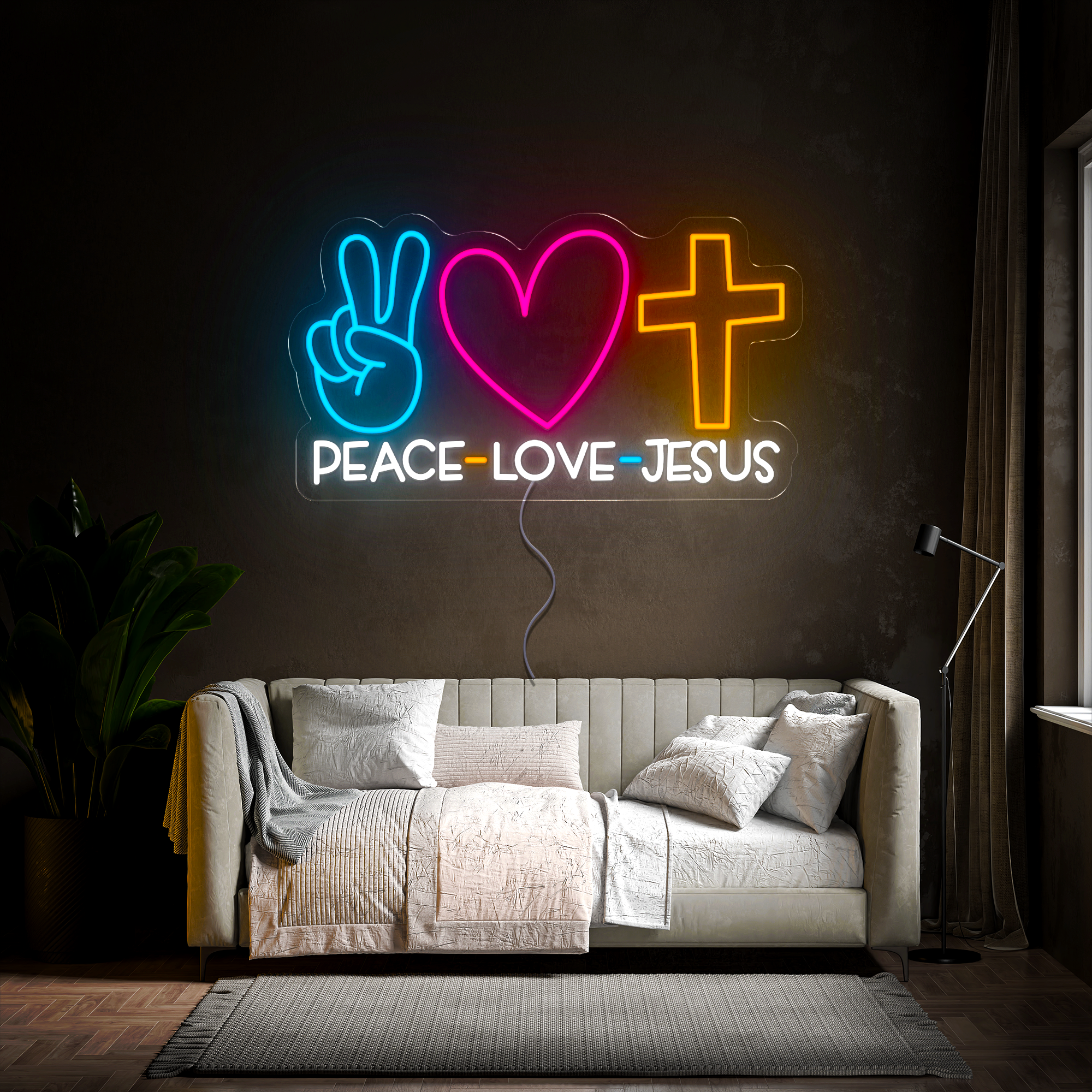 Peace Love Jesus Neon Sign