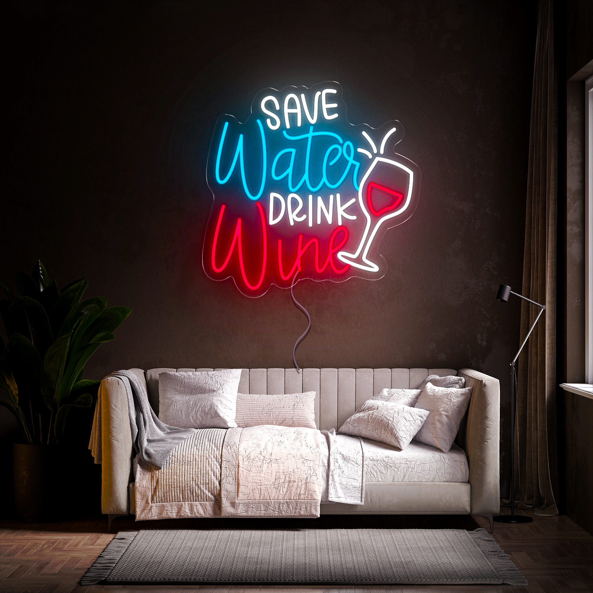 Save Water Drink Wine Neon Sign