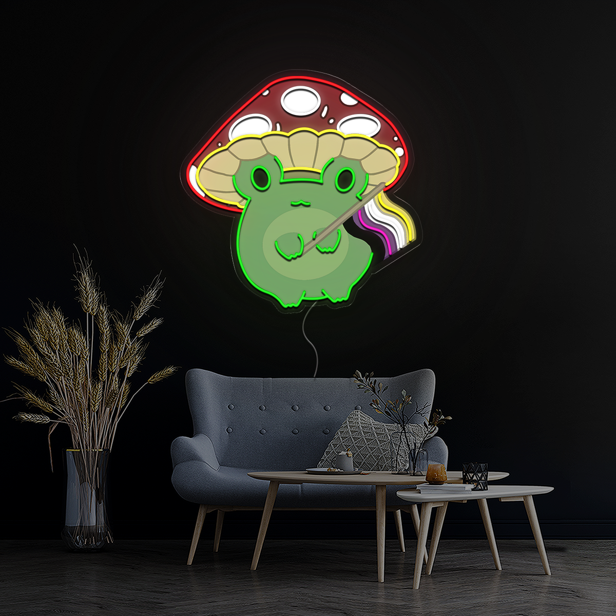 Mushroom Frog Artwork Neon Sign