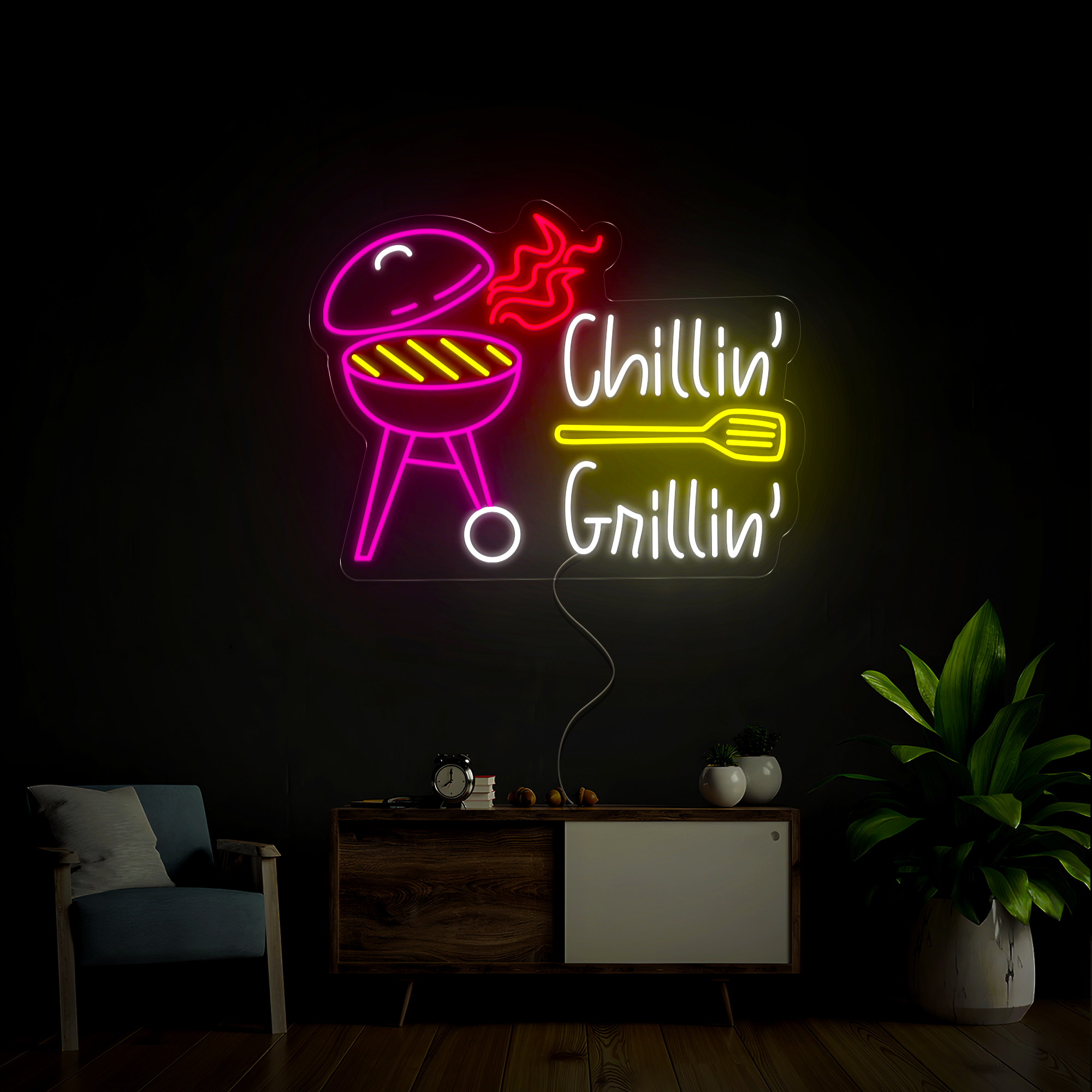 Personalized Chilling And Grilling Barbecue Neon Sign