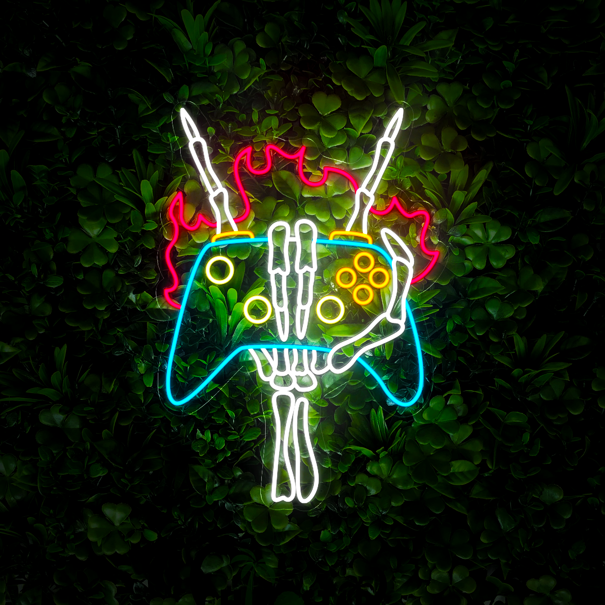 Skull Hand Gamers Neon Sign