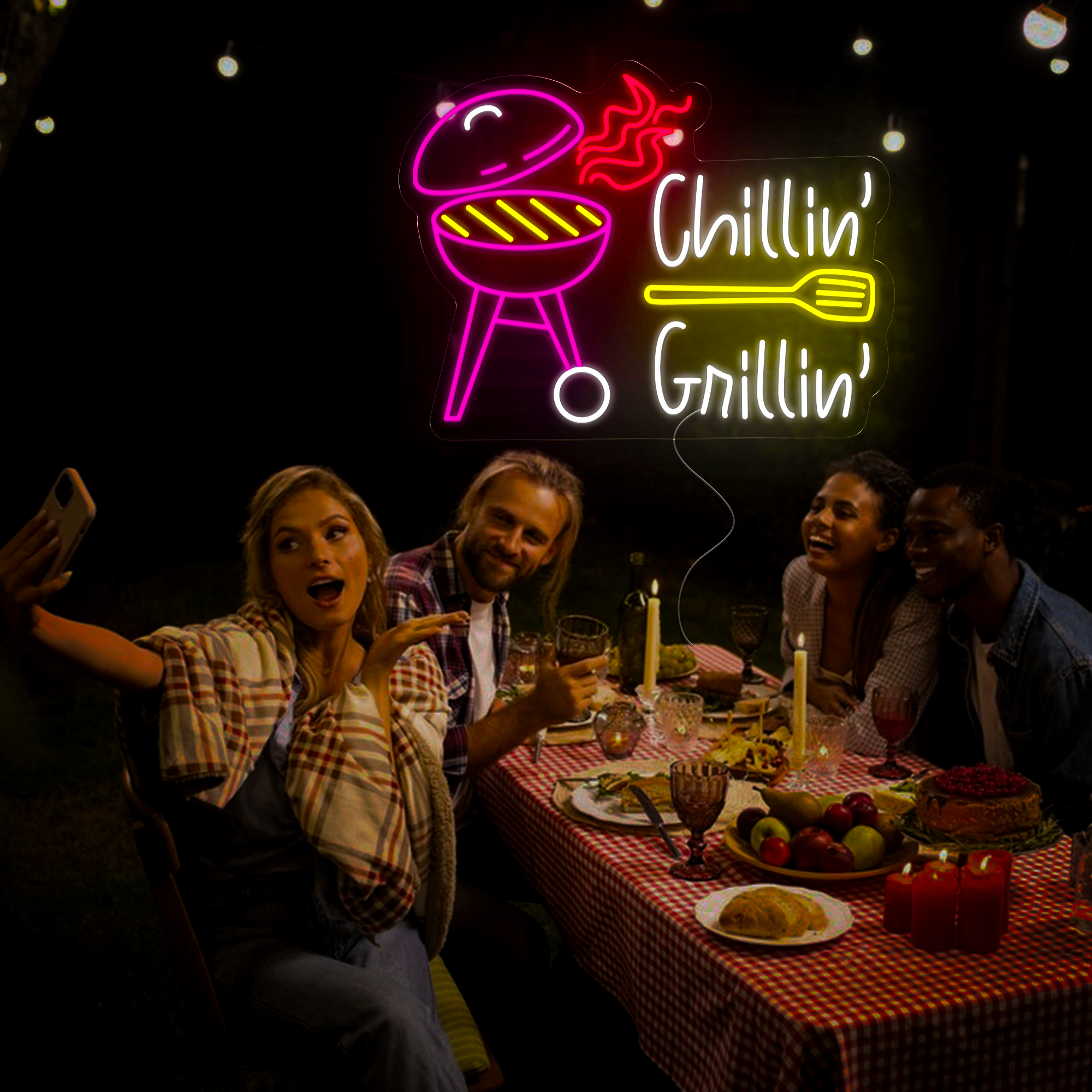 Personalized Chilling And Grilling Barbecue Neon Sign