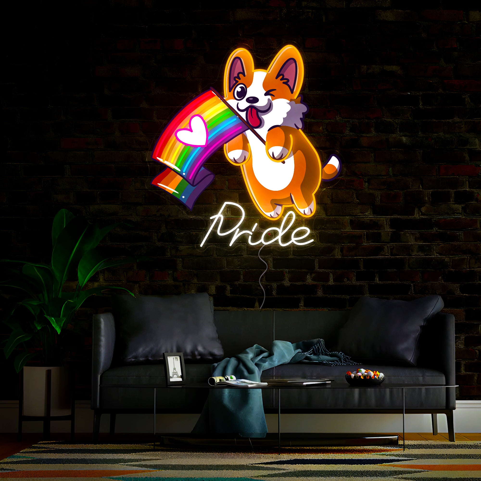 Funny Dog Rainbow Pride Artwork Neon Sign