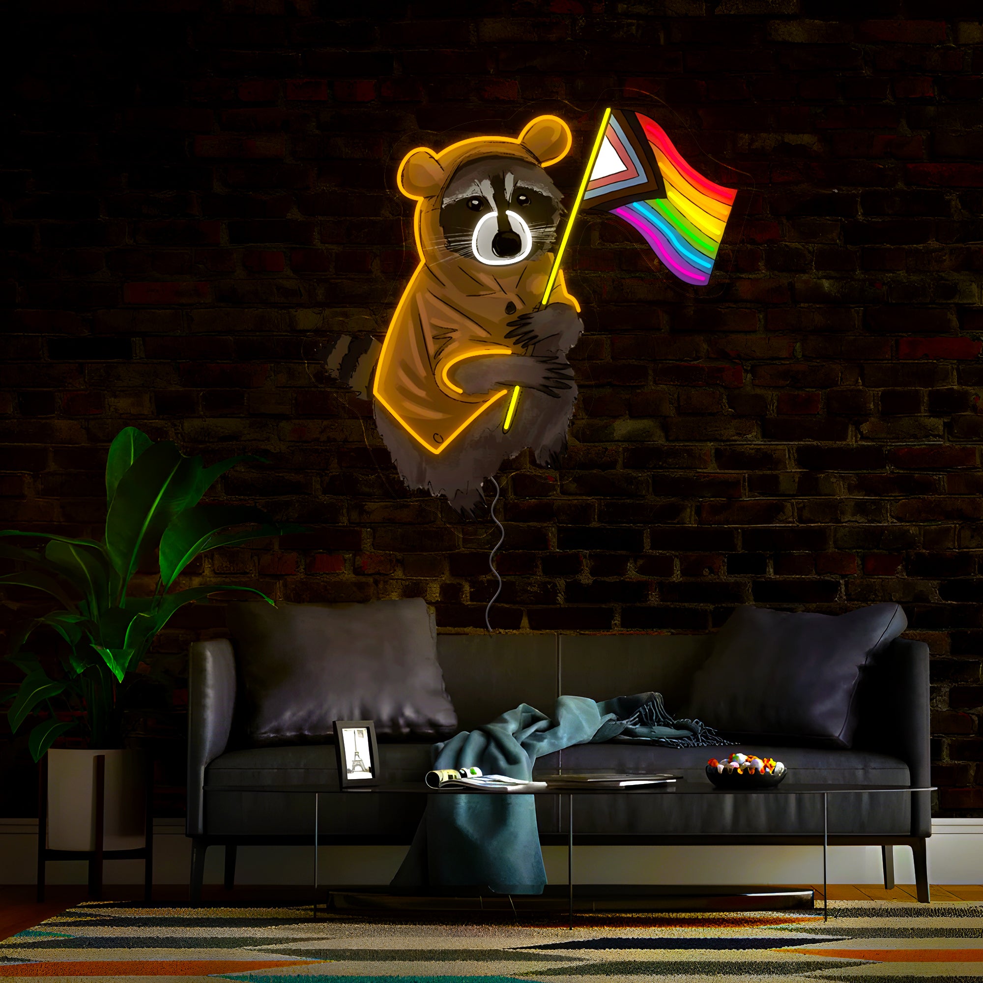 Pride Raccoon Artwork Neon Sign