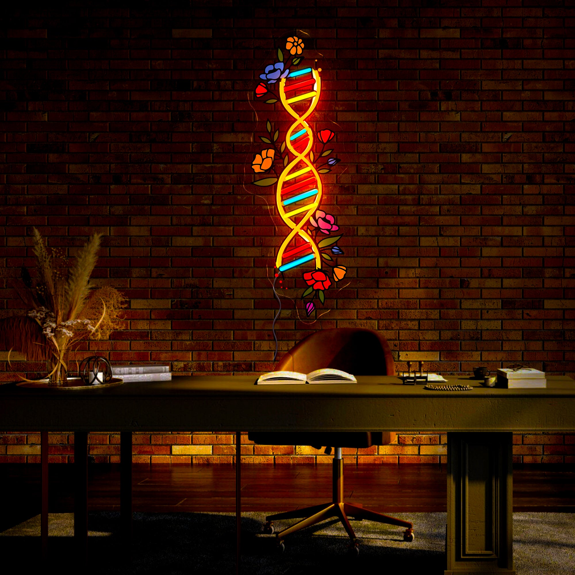 Floral DNA Artwork Neon Sign