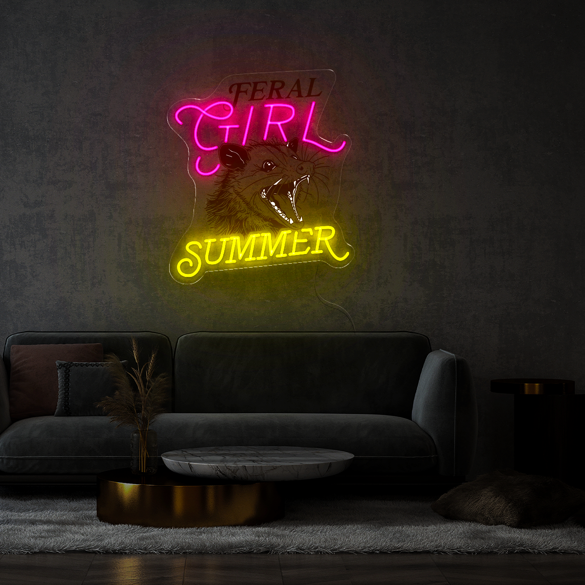 Feral Girl Summer Artwork Neon Sign